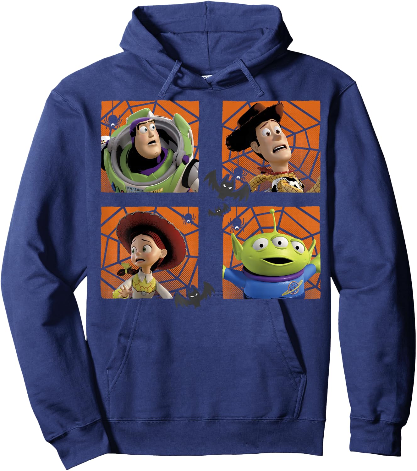 Disney Pixar Toy Story Halloween Buzz Woody Spiderweb Panels Hoodie - Hoodie | Navy