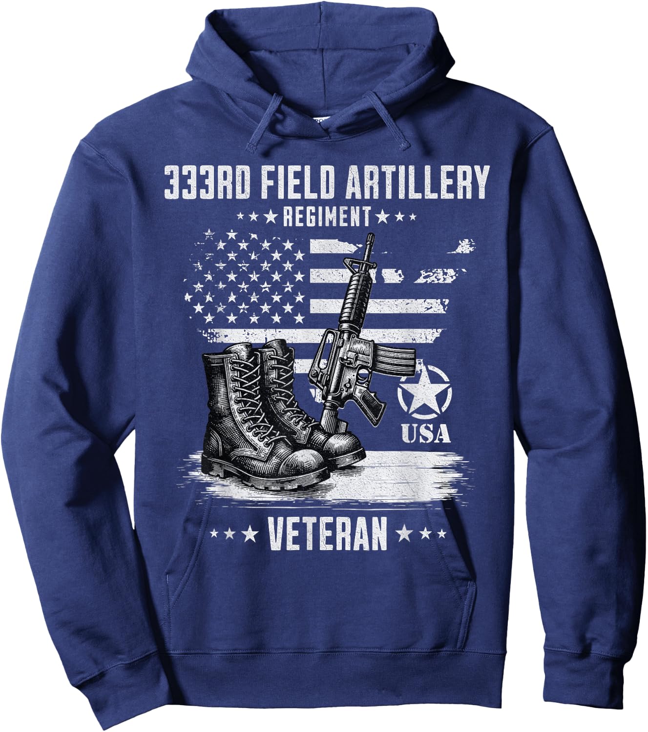 333rd Field Artillery Regiment Veteran Military Distressed Hoodie - Hoodie | Navy