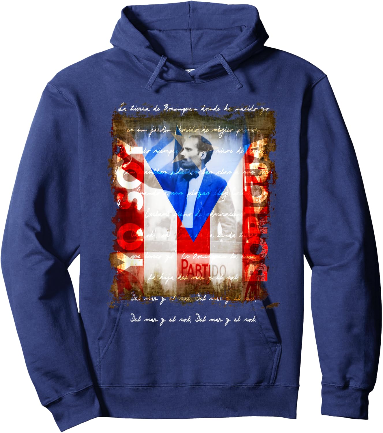 Pedro Albizu Campos Yo Soy Boricua Puerto Rico Flag Hoodie - Hoodie | Navy