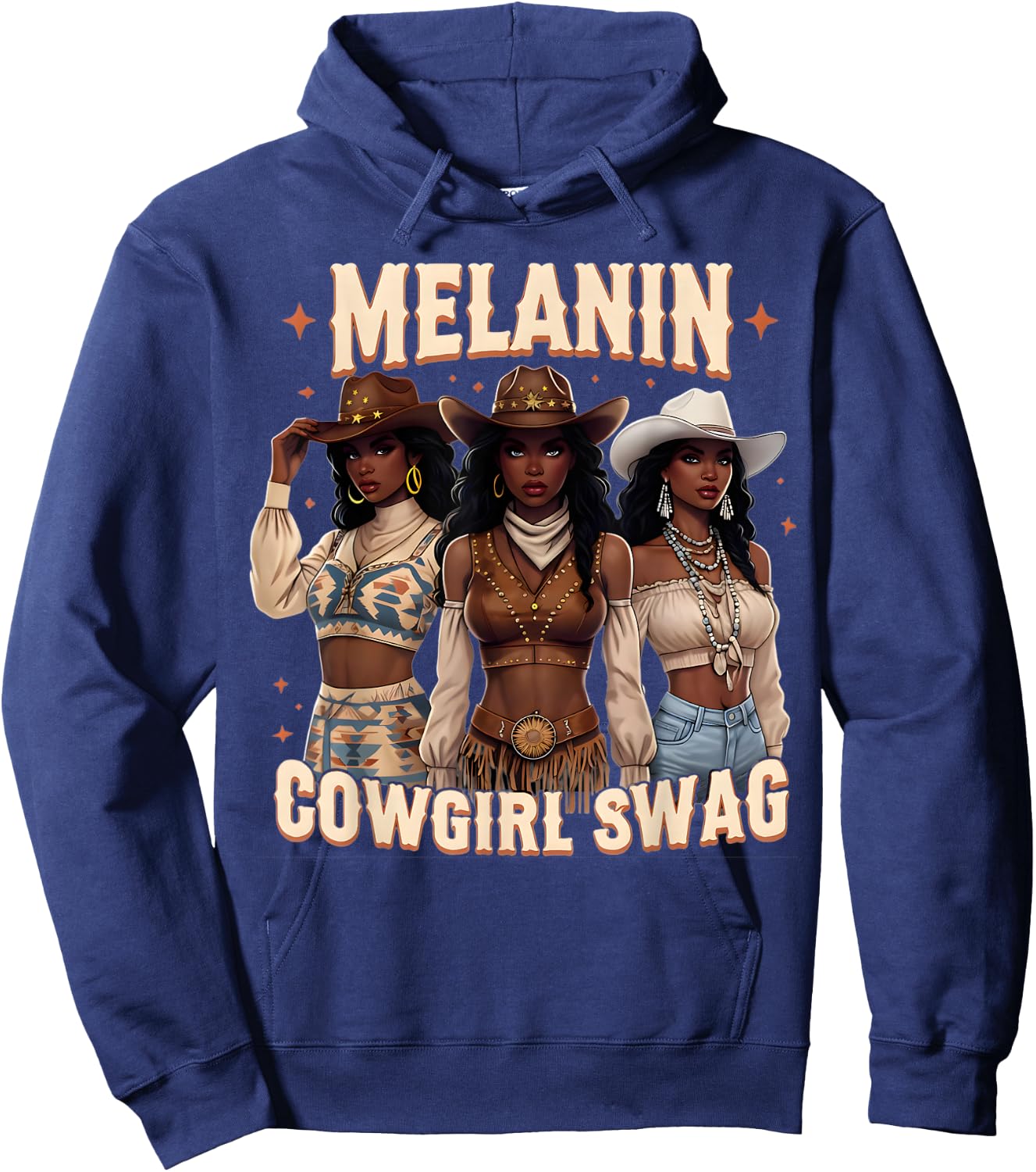 Melanin Cowgirls African Melanin Cowgirl Swag Black History Hoodie - Hoodie | Navy