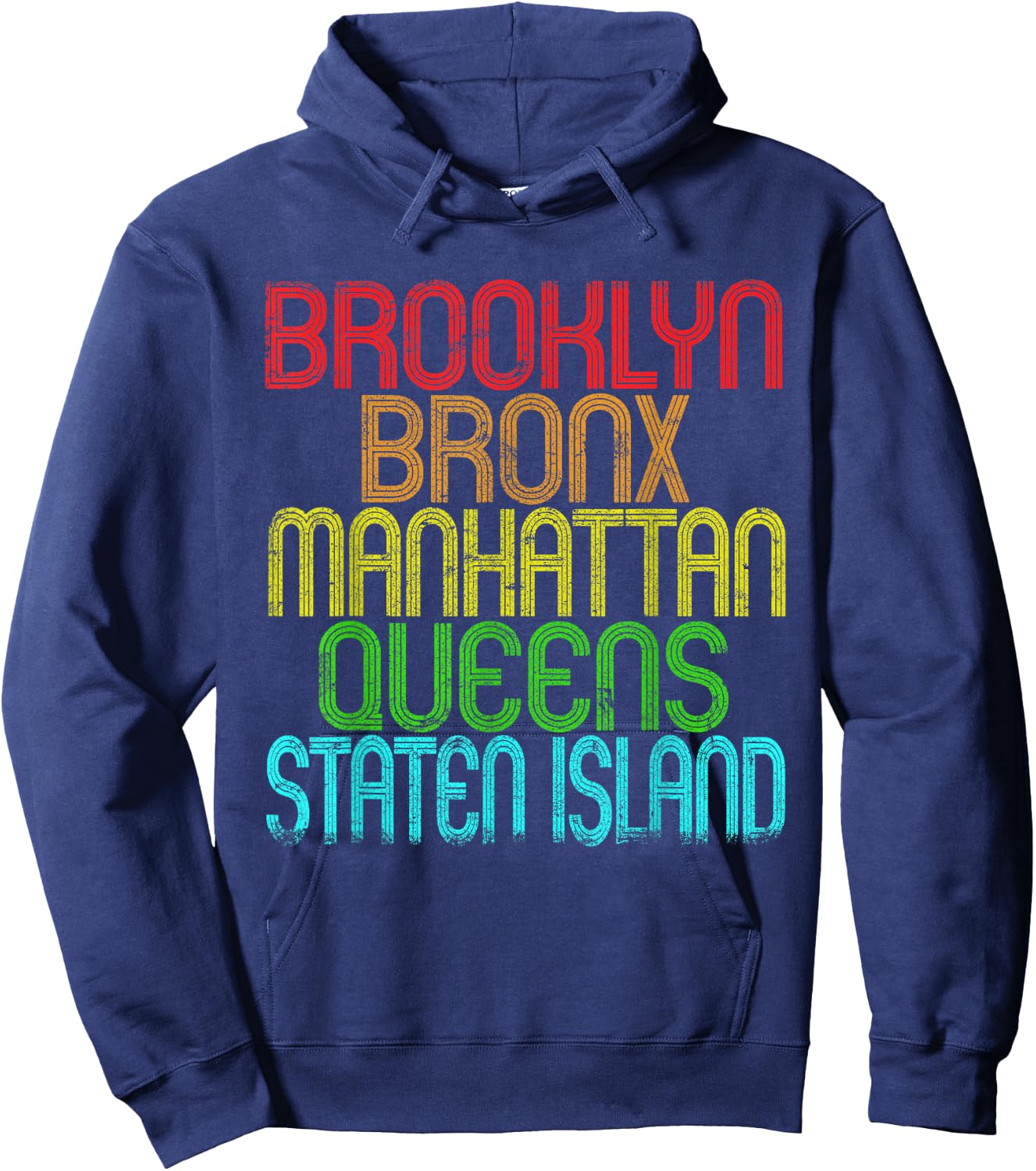 The 5 Boroughs Of New York City Retro Vintage 80s Hoodie - Hoodie | Navy