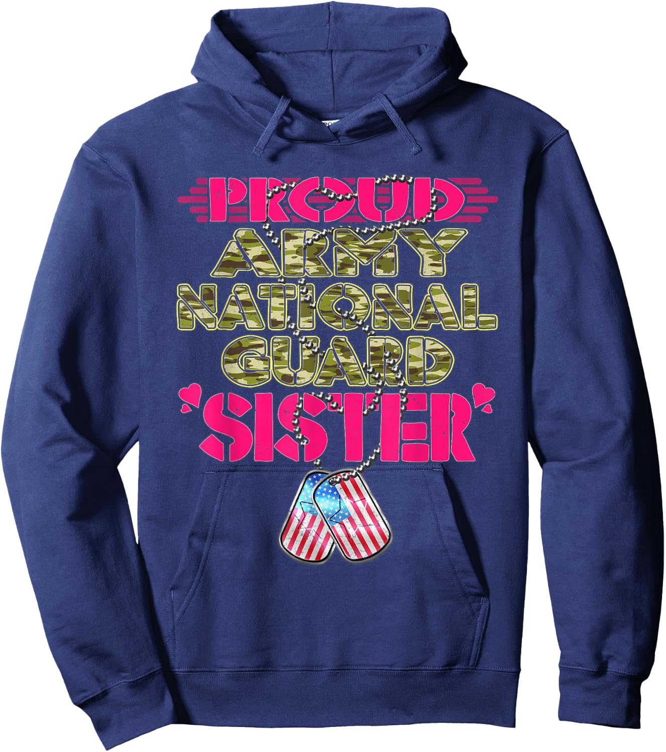 Proud Army National Guard Sister Pride US Military Sibling Hoodie - Hoodie | Navy