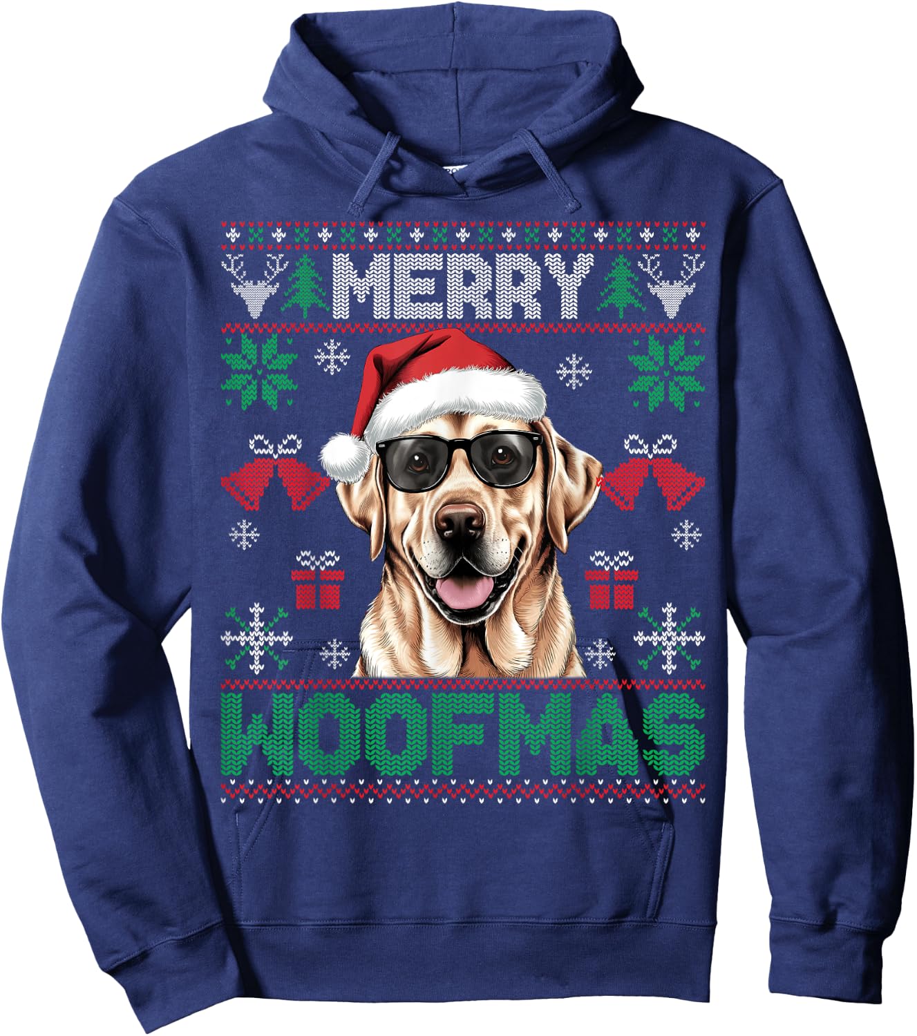 Labrador Retrievers Merry Christmas Woofmas Dog Lover Men Women Kids Hoodie - Hoodie | Navy