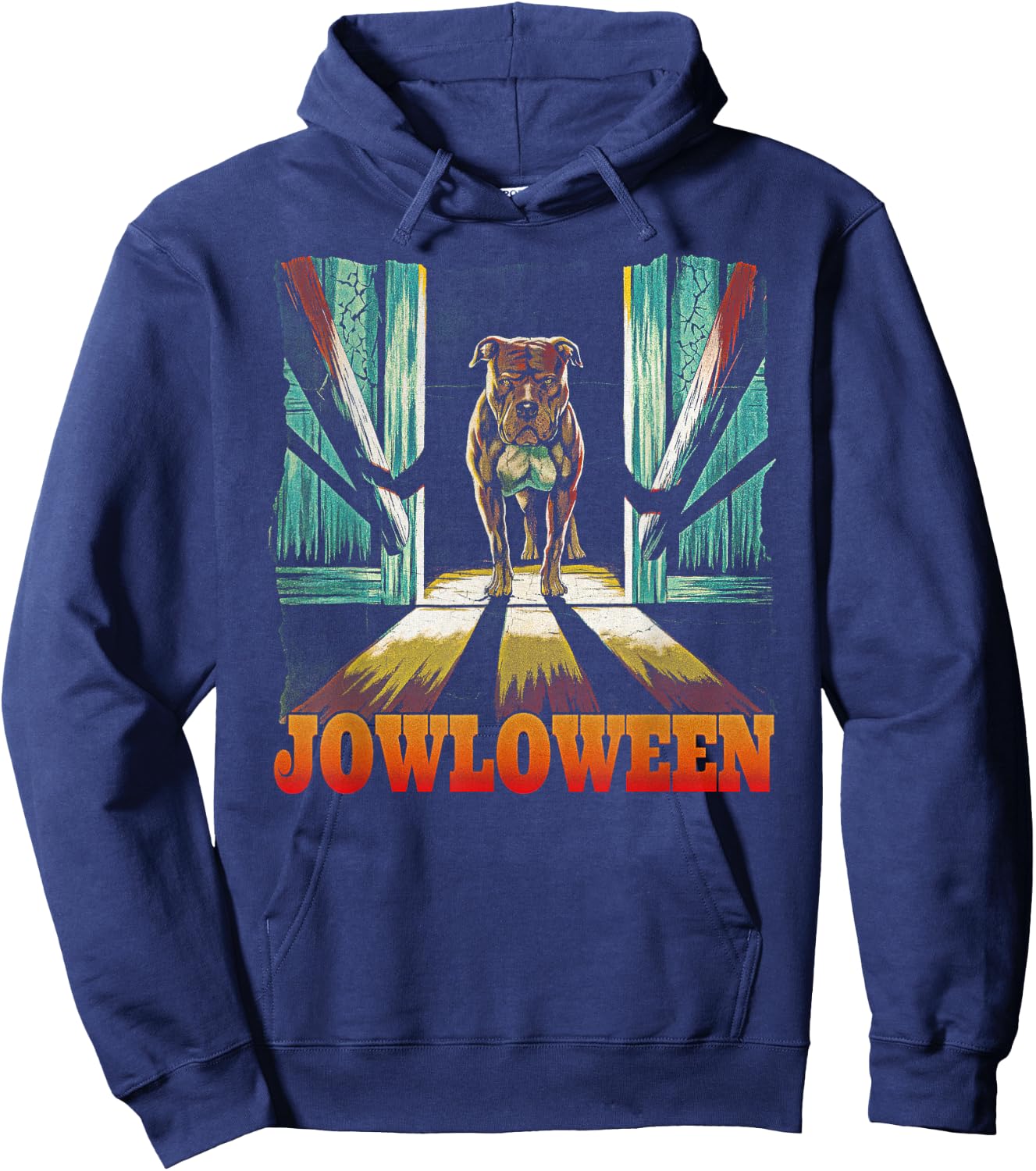 Funny Pitbull Jowls Spooky Halloween Pittie Dog Mom Dog Dad Women Hoodie - Hoodie | Navy