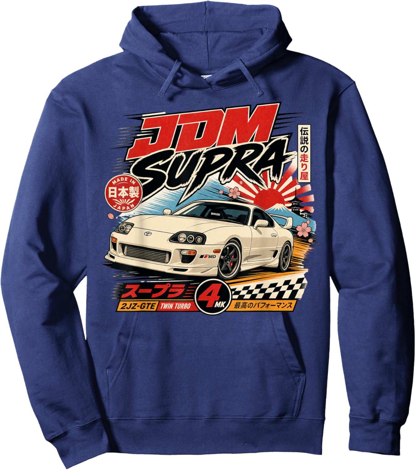 Japanese Cars Retro JDM Street Scene Tuner Car Art Hoodie - Hoodie | Navy