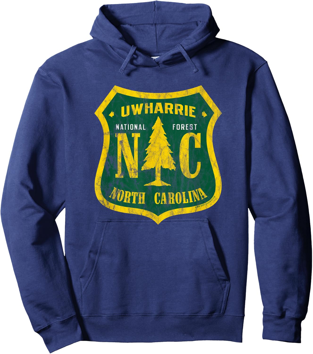 Uwharrie National Forest North Carolina Shield Vintage Look Hoodie - Hoodie | Navy