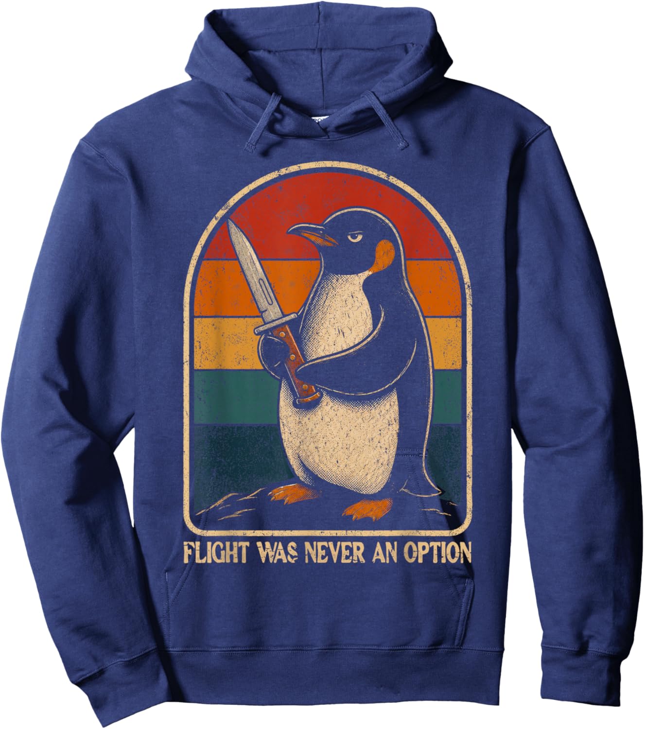Vintage Flight was Never an Option Funny Penguin Humor Hoodie - Hoodie | Navy
