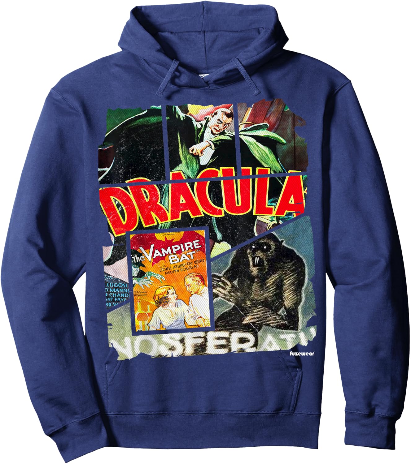 Vintage Style Horror Nosferatu Movie Poster Collage Hoodie - Hoodie | Navy