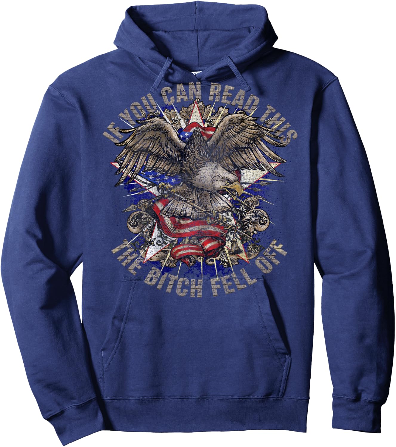 Funny Biker If You Can Read This The Bitch Fell Off, ON BACK Hoodie - Hoodie | Navy