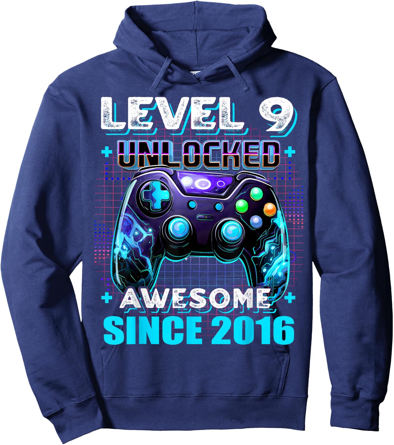 9th Birthday Boy Level 9 Gamer 9 Year Video Game Party Hoodie - Hoodie | Navy