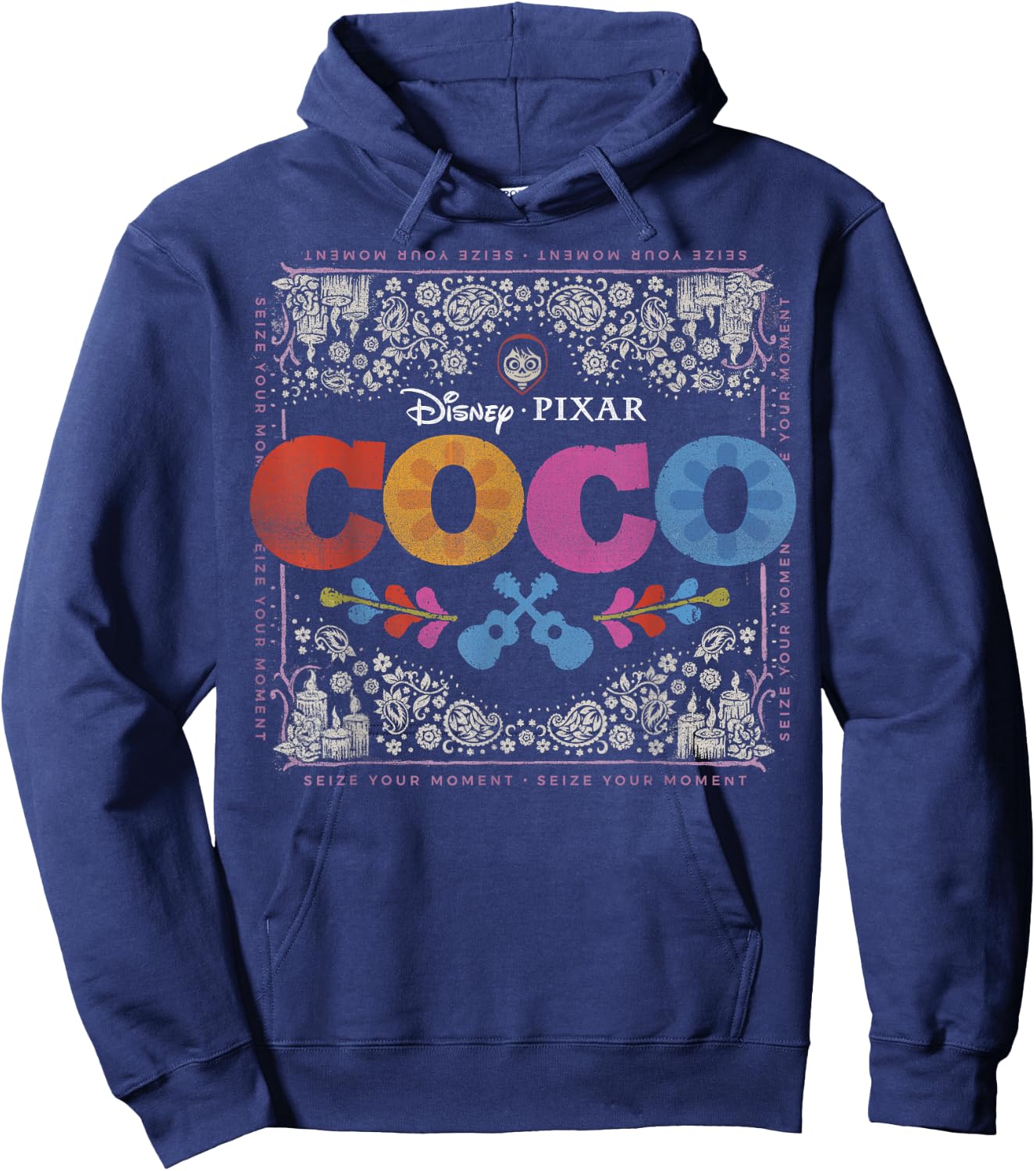 Disney Pixar Coco Colorful Square Floral Miguel Hoodie - Hoodie | Navy