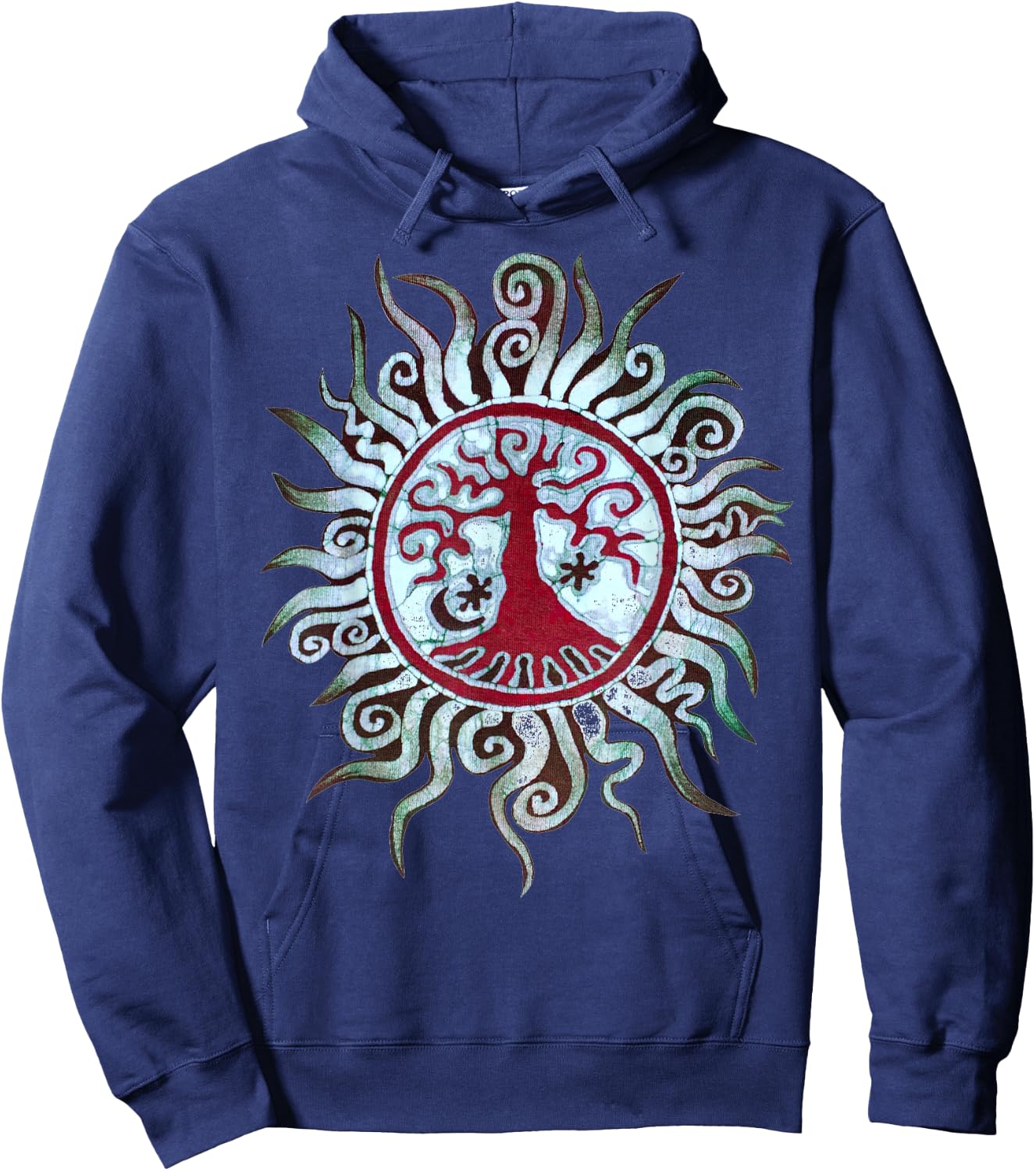 Tree Shirt Batik Artist hand drawn Tree and Moon Mandala Hoodie - Hoodie | Navy