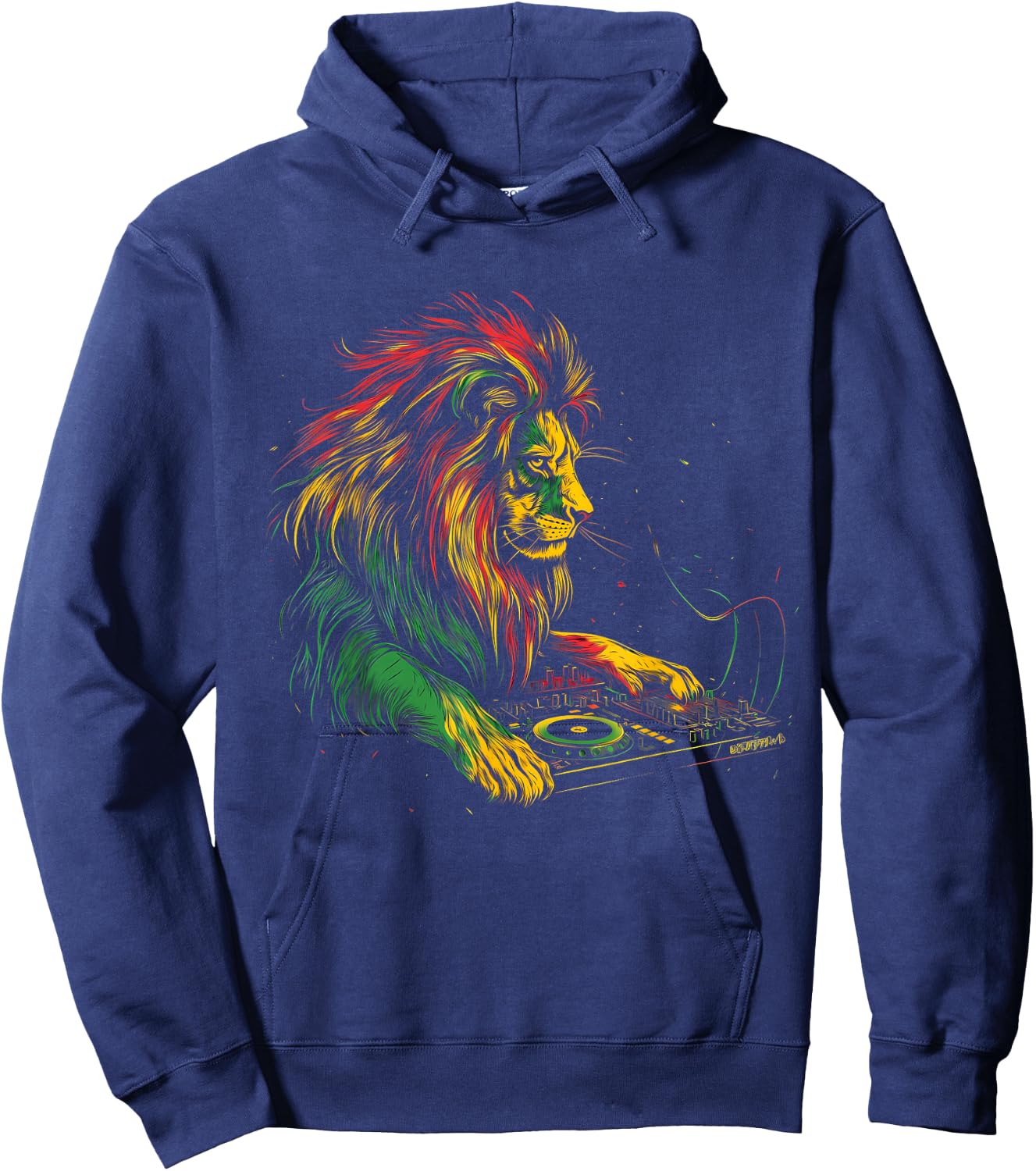 Rasta Reggae Music Headphone DJ Lion Of Judah Jamaican Hoodie - Hoodie | Navy