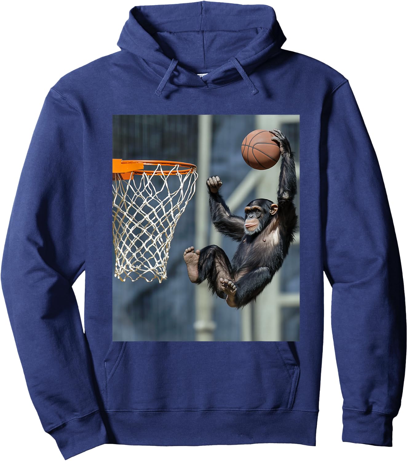 Chimpanzee Basketball Monkey Funny Graphic Hoodie - Hoodie | Navy