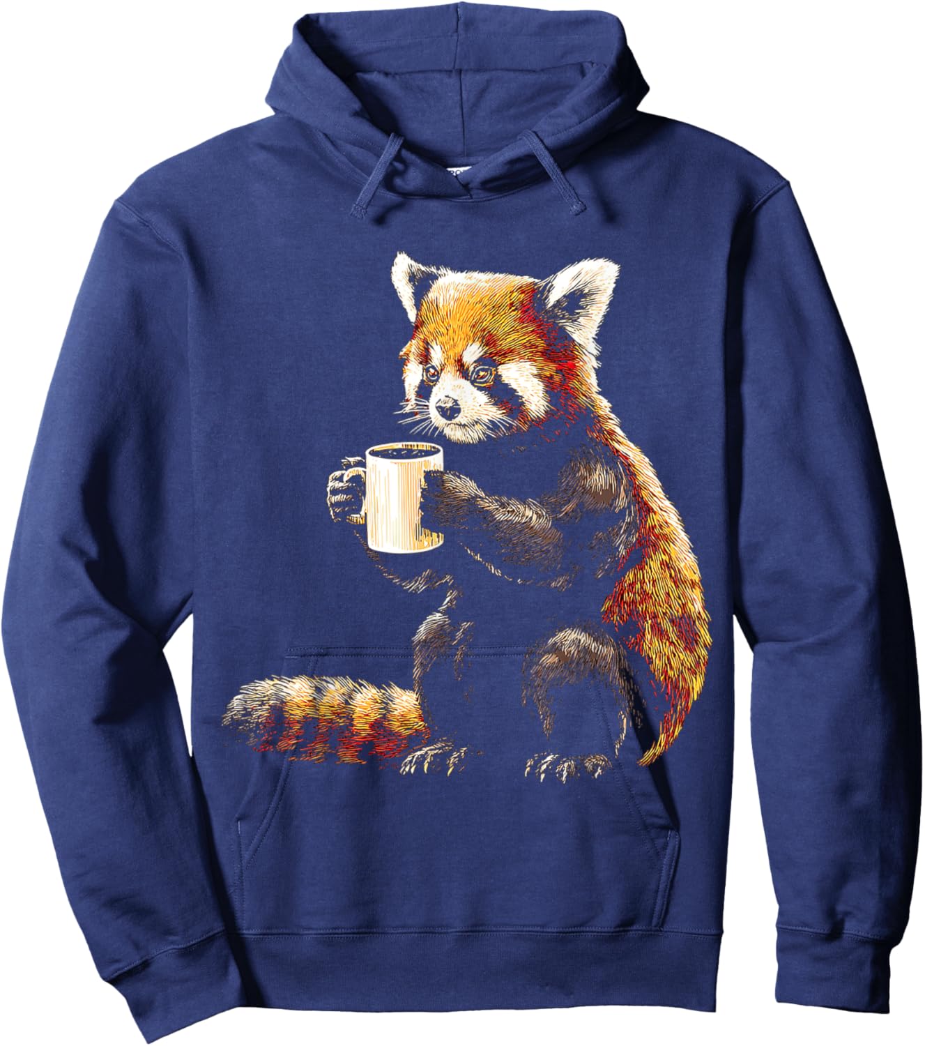 Red Panda Coffee Cup Motif Animal Lover Art Red Panda Hoodie - Hoodie | Navy