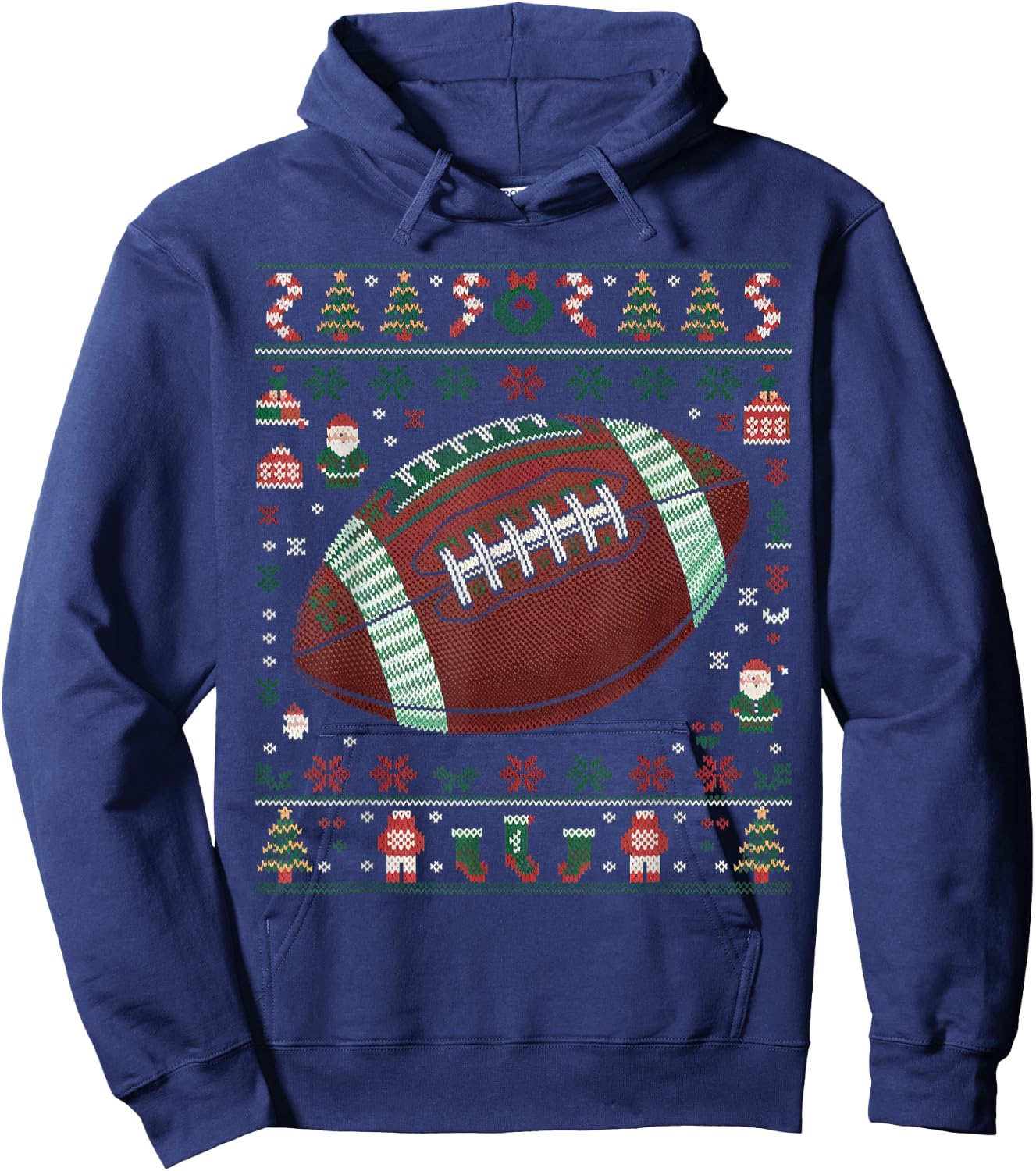 Football Ugly Christmas Sweater - American Football Xmas Hoodie - Hoodie | Navy