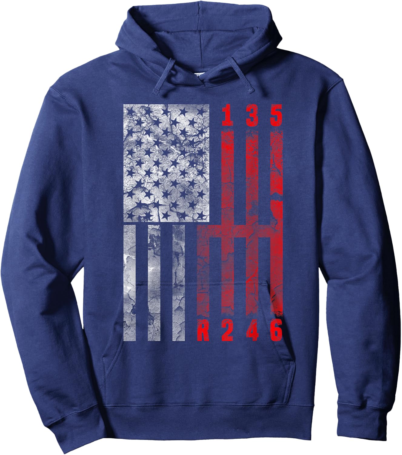 Stick Shift American Flag Muscle Car 6 Gears Mechanic Shirt Hoodie - Hoodie | Navy