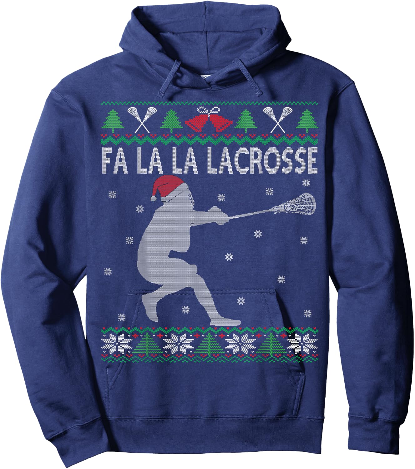 Fa La La Lacrosse Player Funny Lax Bro Ugly Christmas Hoodie - Hoodie | Navy