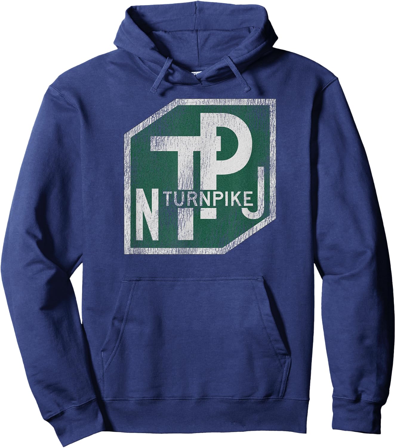 Distressed New Jersey Turnpike State Road Sign Hoodie - Hoodie | Navy