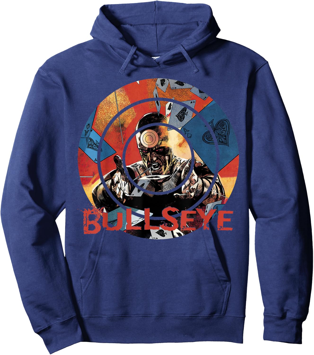 Marvel Bullseye Raining Ace Of Spades Target Graphic Hoodie - Hoodie | Navy