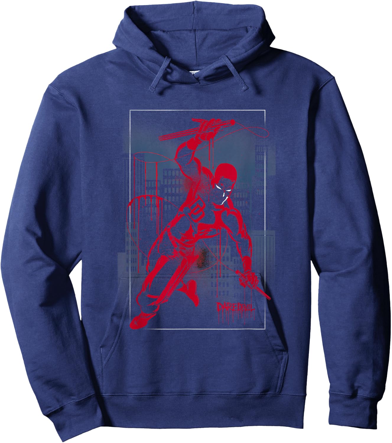 Marvel Daredevil City Skyline Graffiti Hoodie - Hoodie | Navy