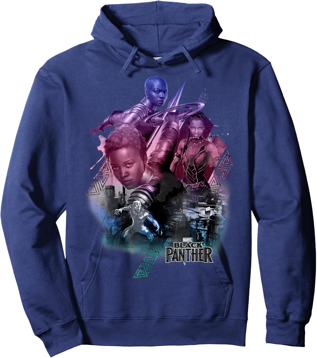 Marvel Black Panther Movie Heroine Poses Graphic Hoodie - Hoodie | Navy