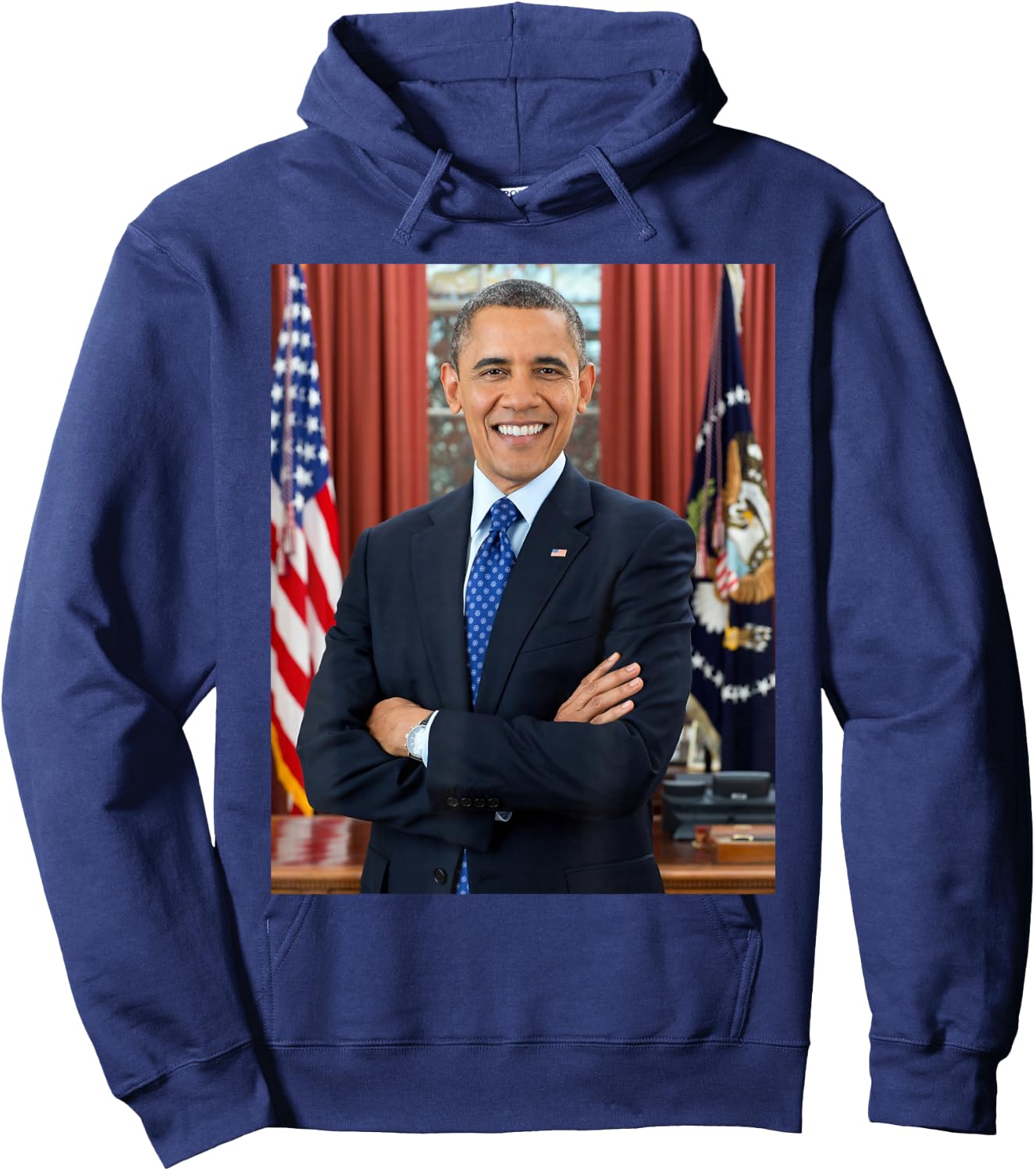 Barack Obama Photo 44th President POTUS Patriotic Democrat Hoodie - Hoodie | Navy
