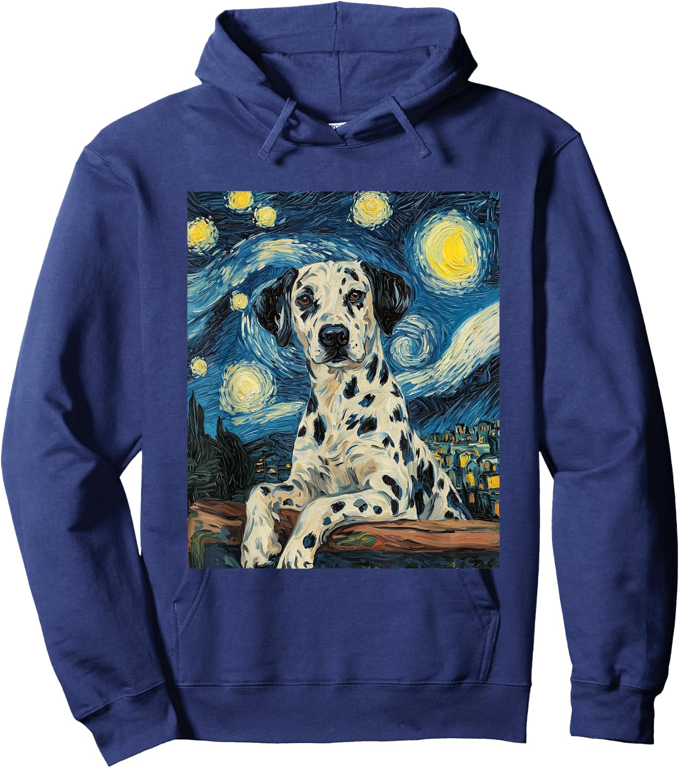 Cute Dalmatian Dog Doggy - Van Gogh Style - Starry Night Hoodie - Hoodie | Navy