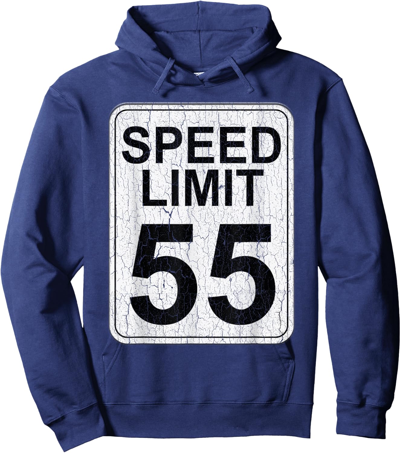Speed Limit 55 MPH Driving Road Sign Distressed Hoodie - Hoodie | Navy
