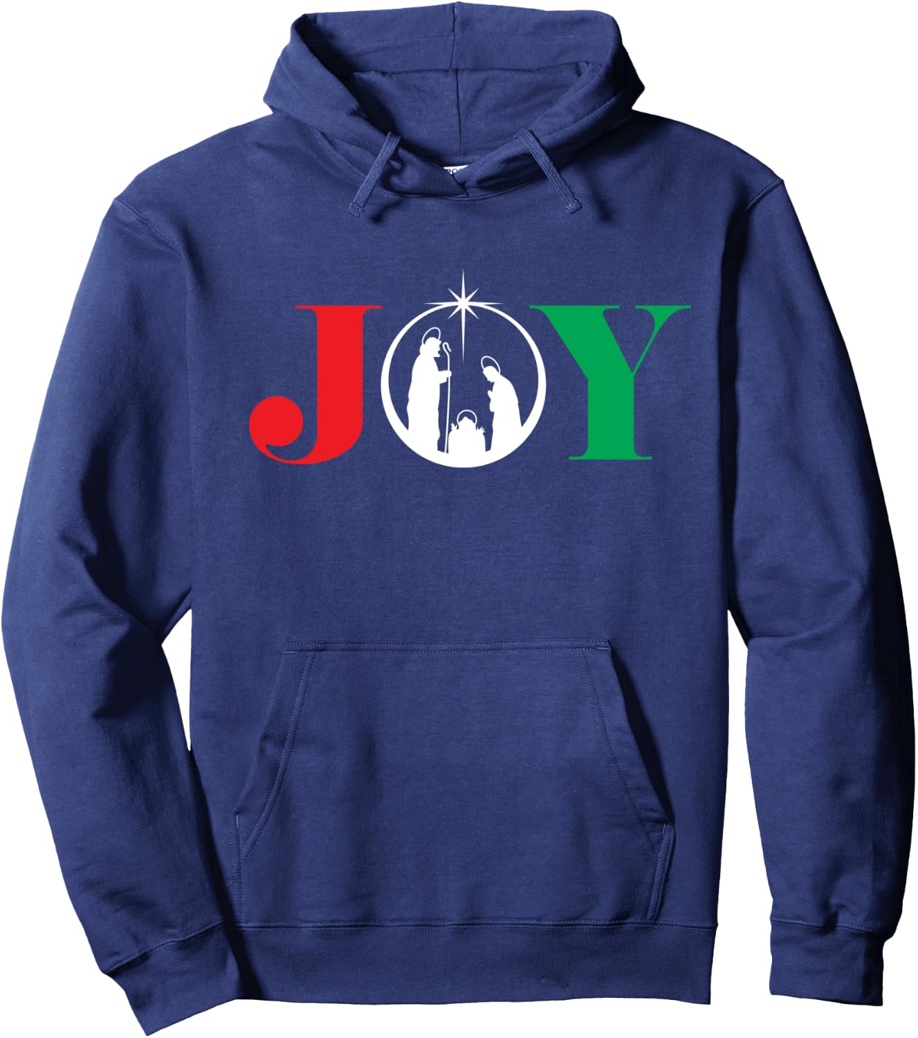 Joy Christmas Holiday Gift Nativity Jesus Ornament Xmas Star Hoodie - Hoodie | Navy