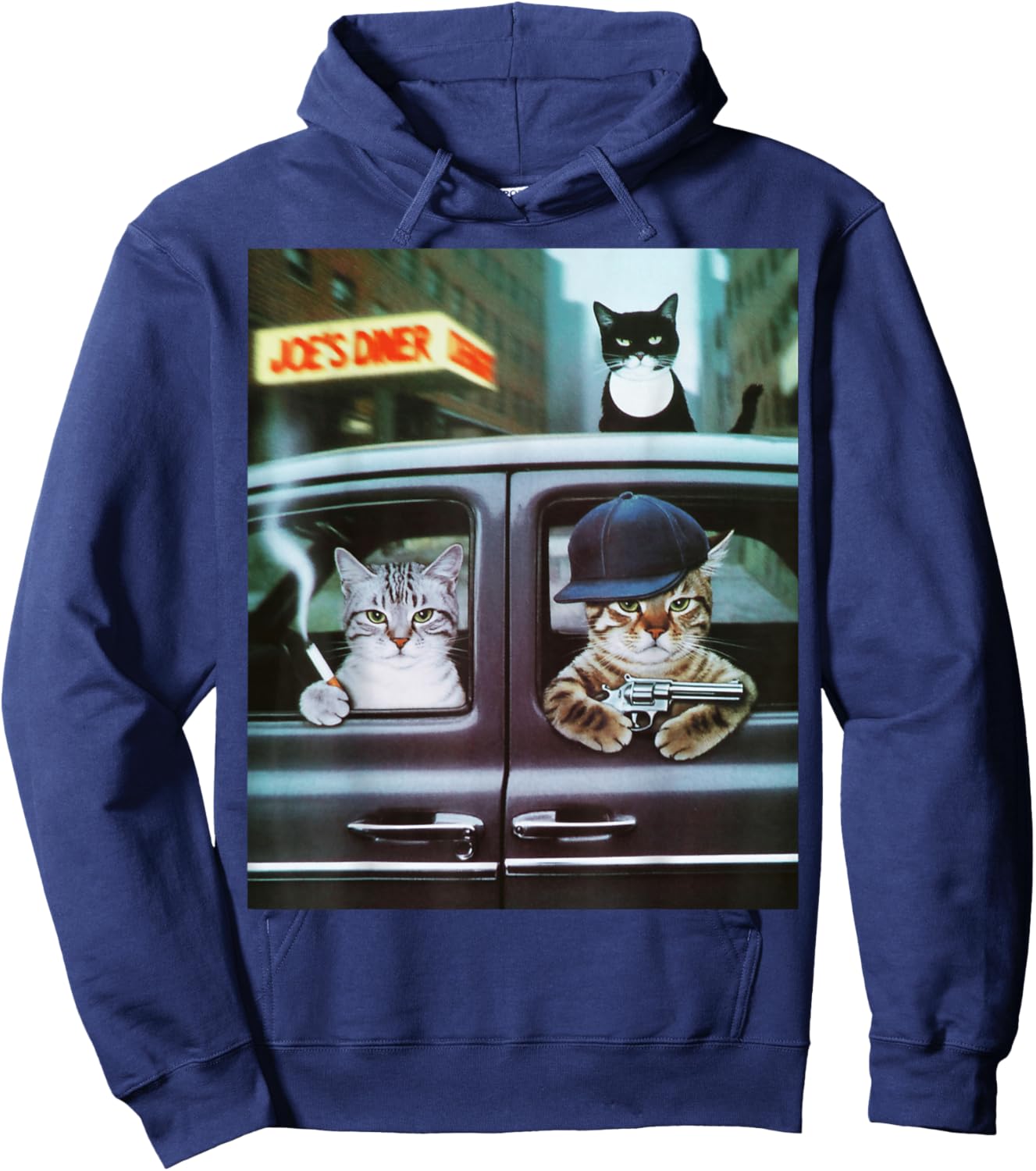 Funny Gangster Cat Saying Mafia Mobster Noir Humor Women Me Hoodie - Hoodie | Navy