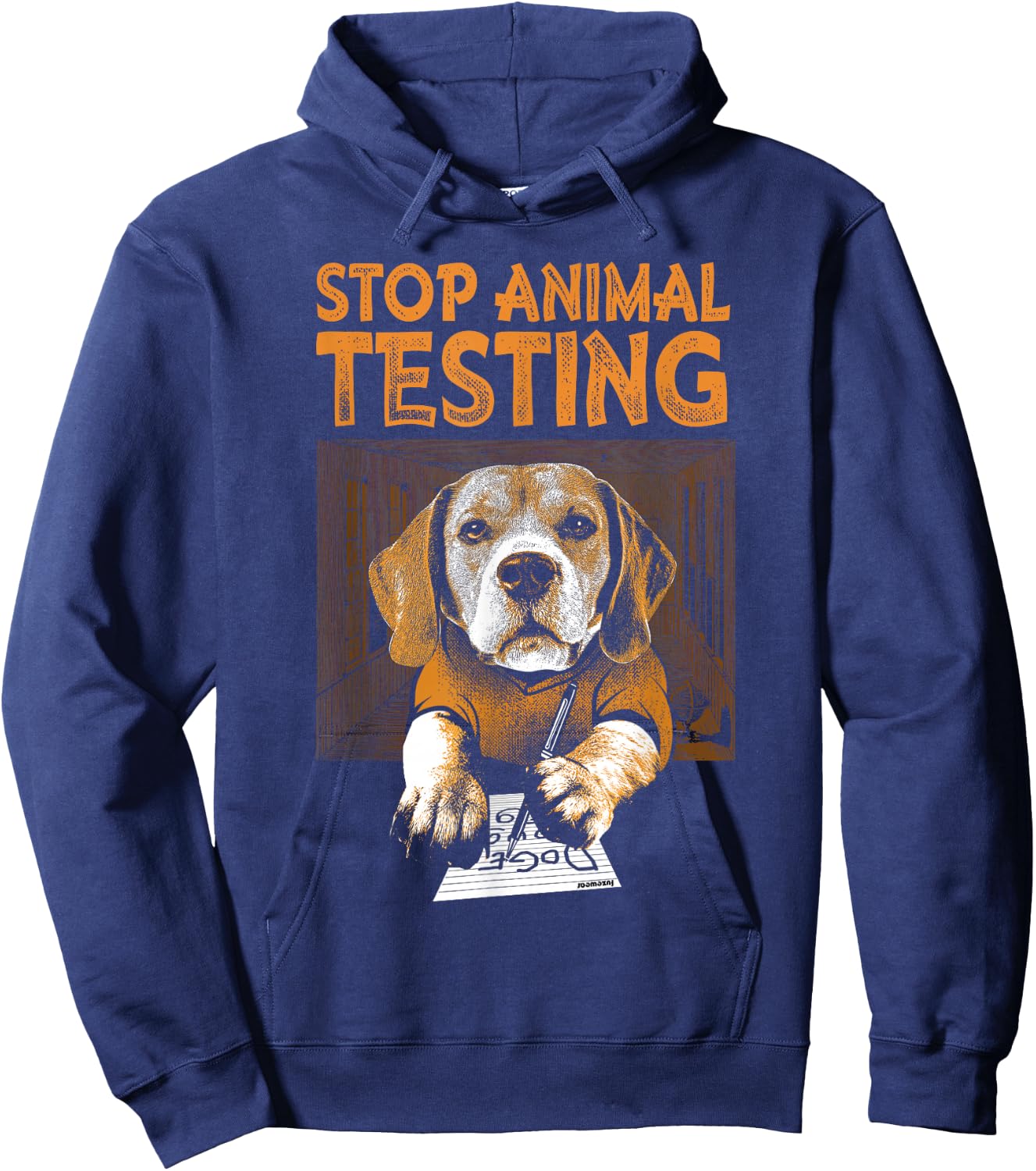 Stop Animal Testing Beagle Shirt Hoodie - Hoodie | Navy