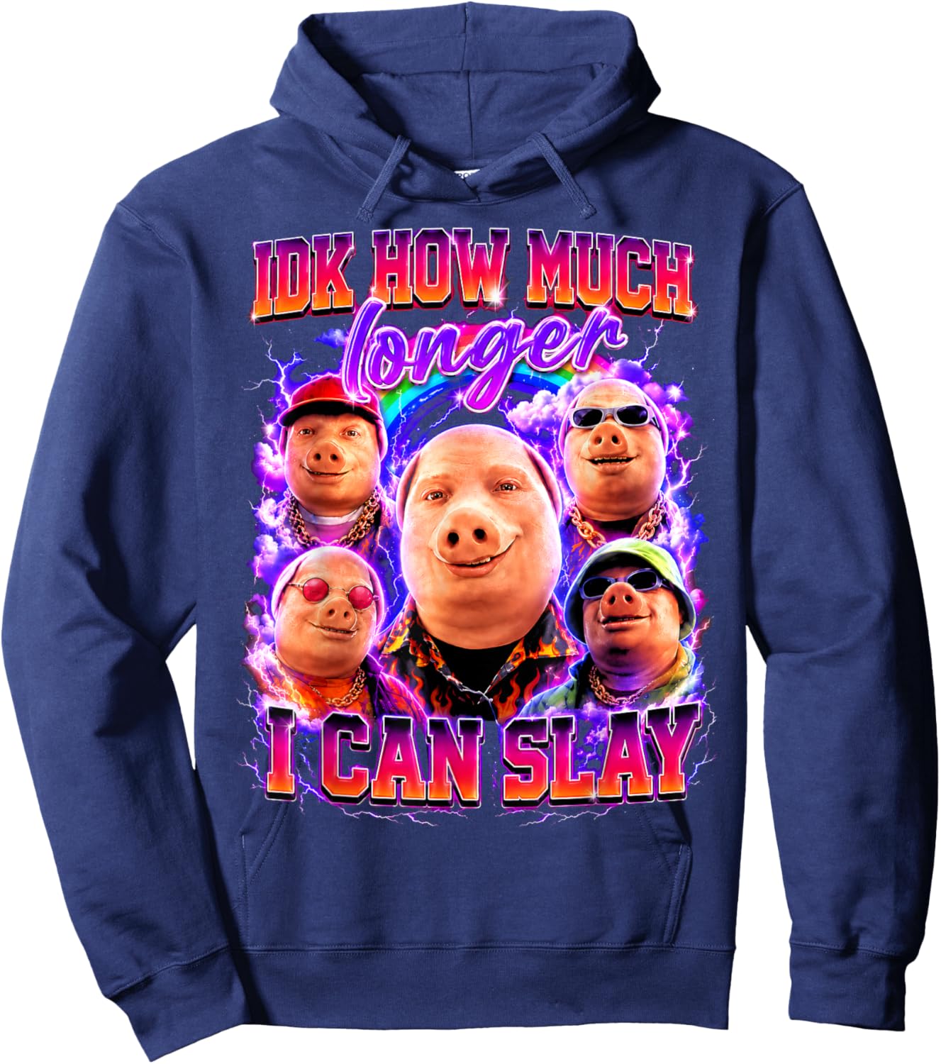 Funny IDK How Much Longer I Can Slay John Pork Brainrot Meme Hoodie - Hoodie | Navy
