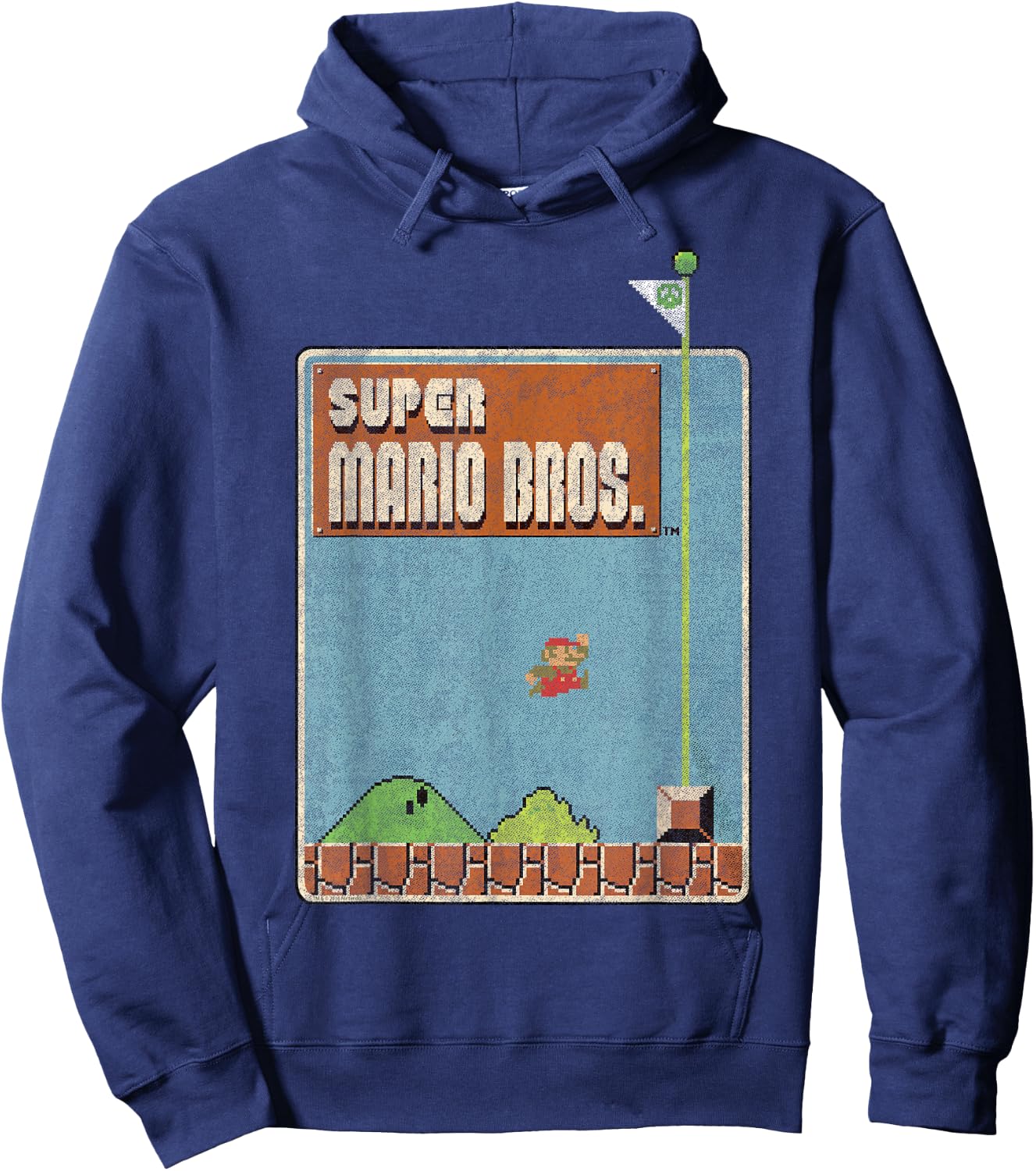 Nintendo Super Mario Bros Game Screen Shot Graphic Hoodie - Hoodie | Navy