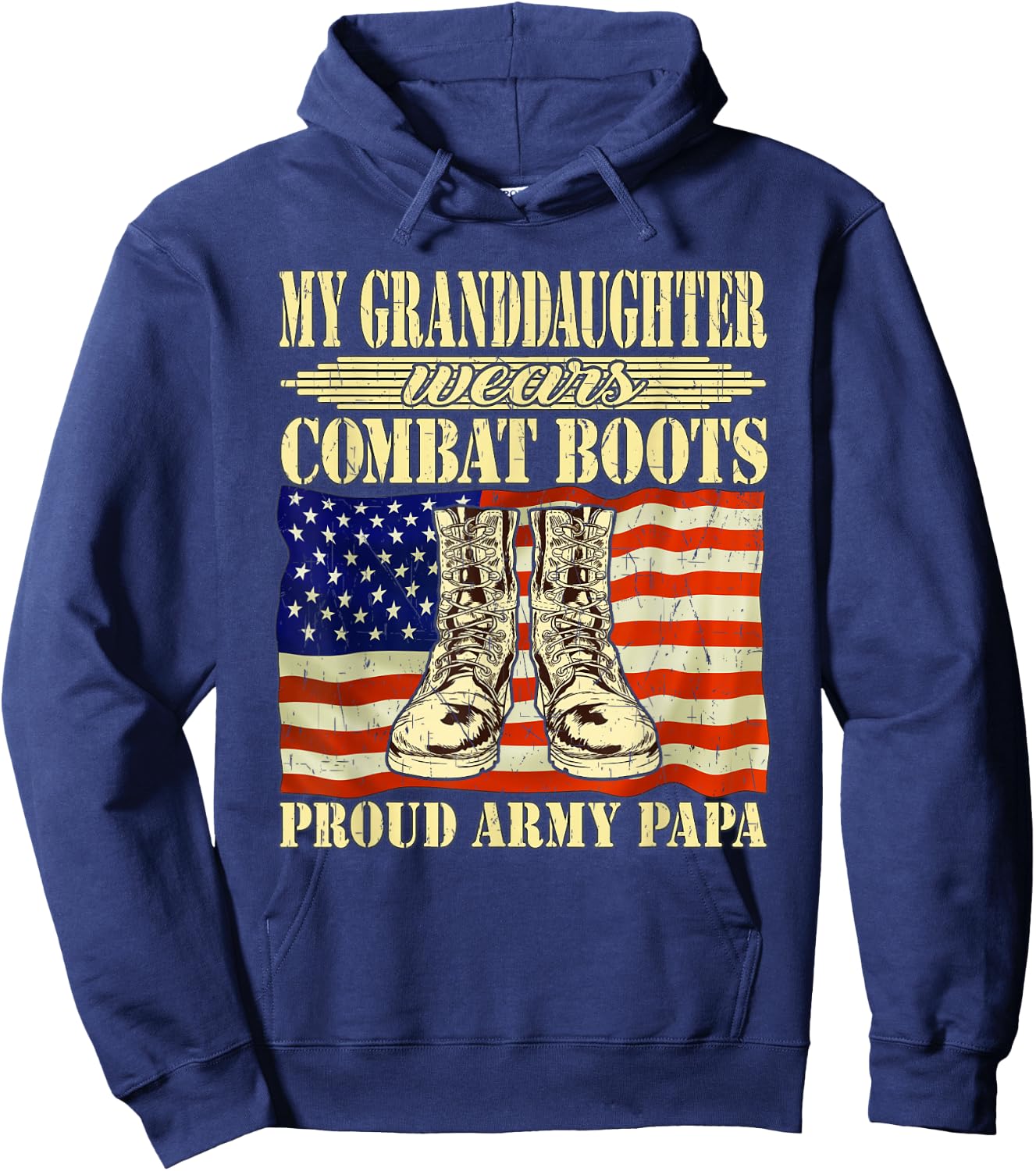 My Granddaughter Wears Combat Boots Proud Army Papa Gift Hoodie - Hoodie | Navy