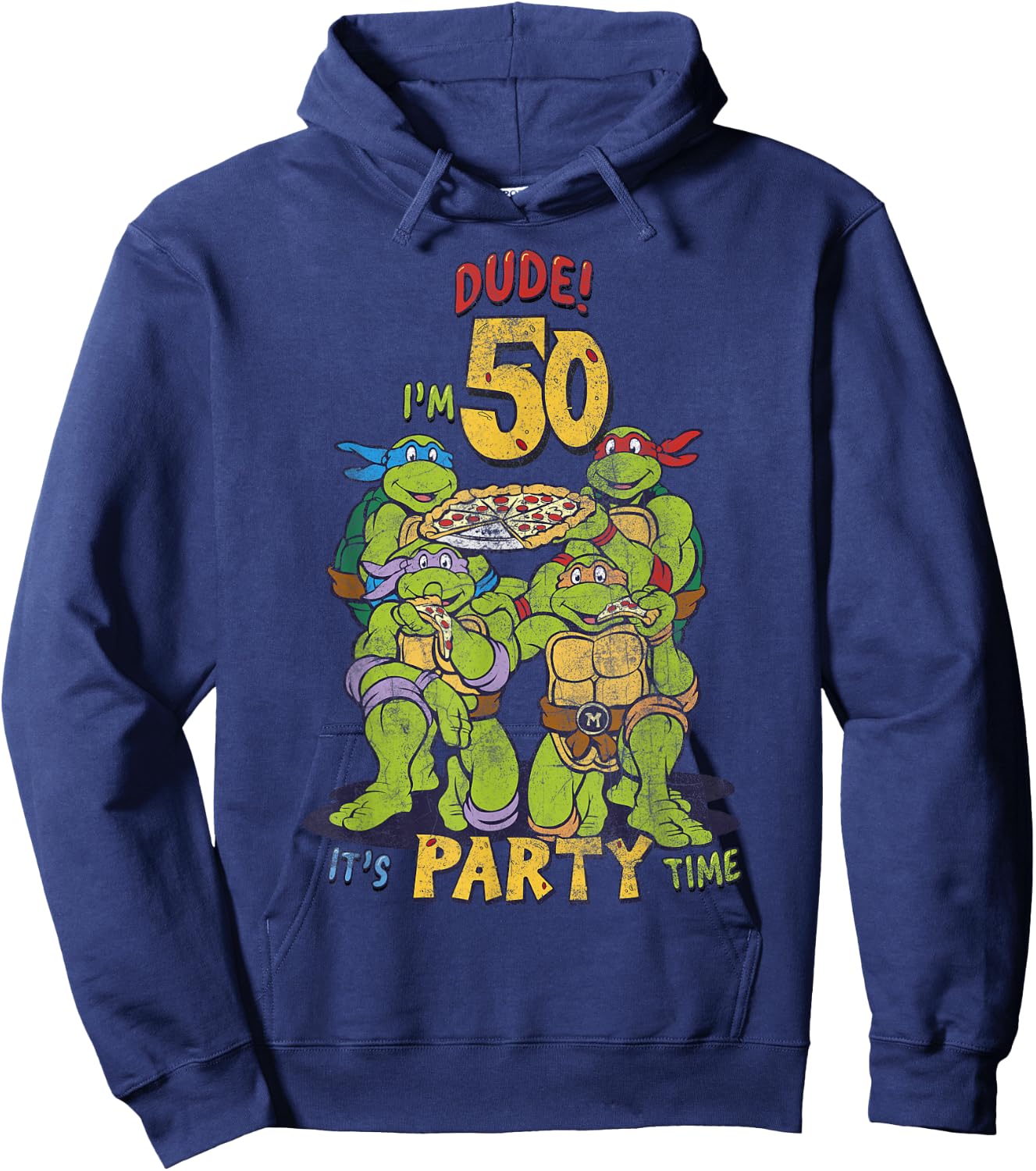 Teenage Mutant Ninja Turtles 50th Birthday Pizza Party Hoodie - Hoodie | Navy