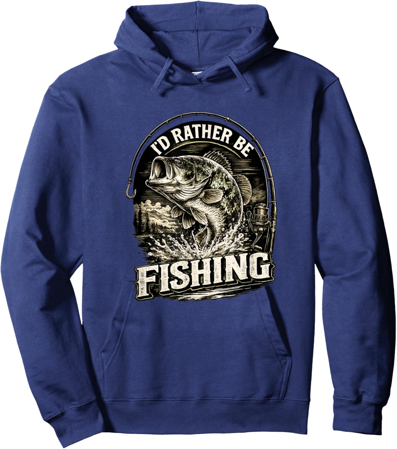 I'd Rather Be Fishing Fisherman Dad Father's Day Hoodie - Hoodie | Navy