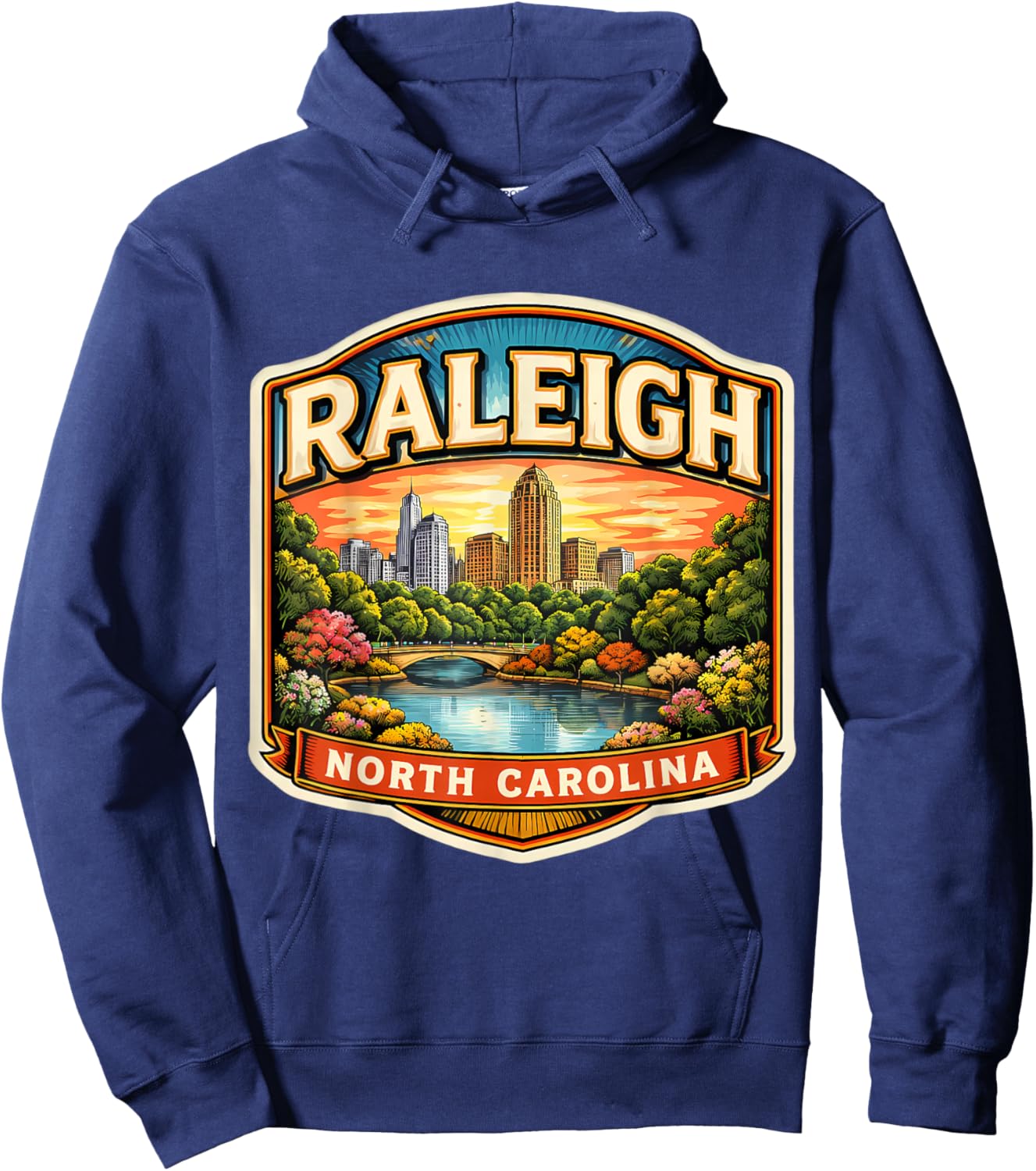Raleigh North Carolina Souvenir City State Capital Vintage Hoodie - Hoodie | Navy