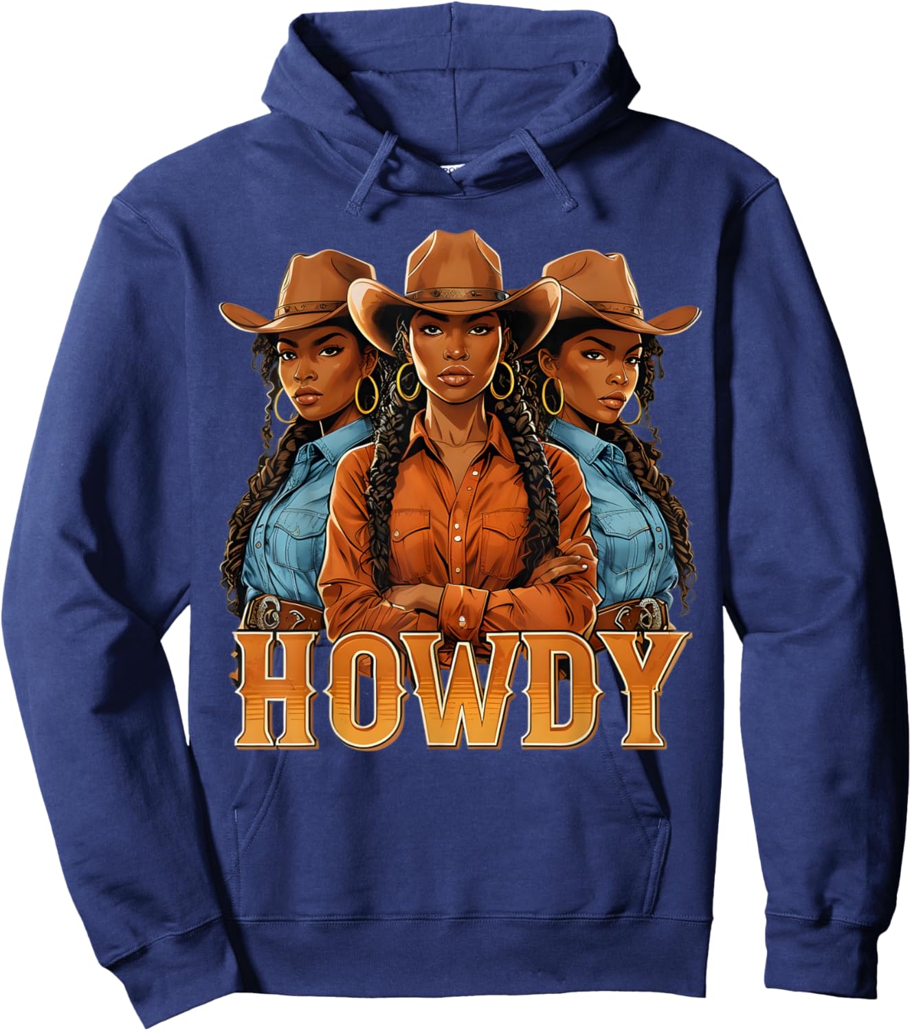 Howdy Retro Western Melanin Black Cowgirl African Women Hoodie - Hoodie | Navy