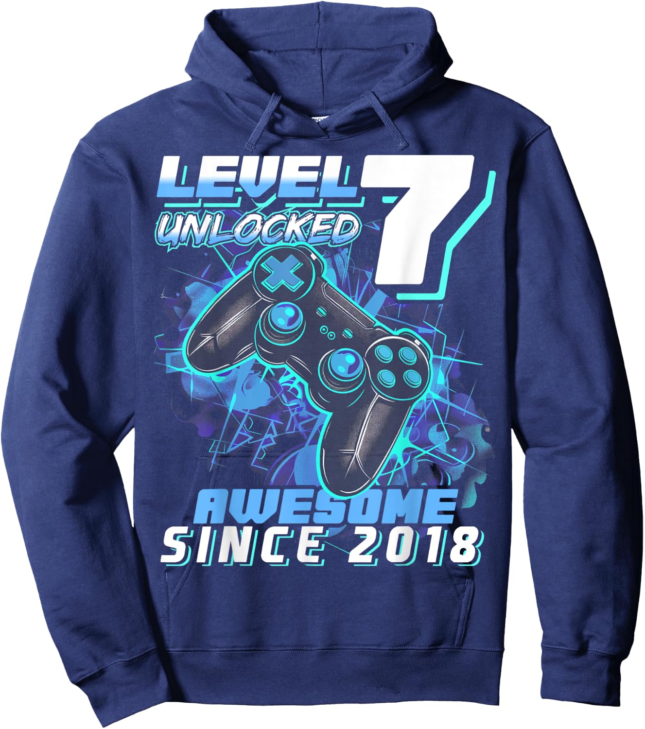 7th Birthday Boy Level 7 Gamer 7 Year Video Game Party Hoodie - Hoodie | Navy