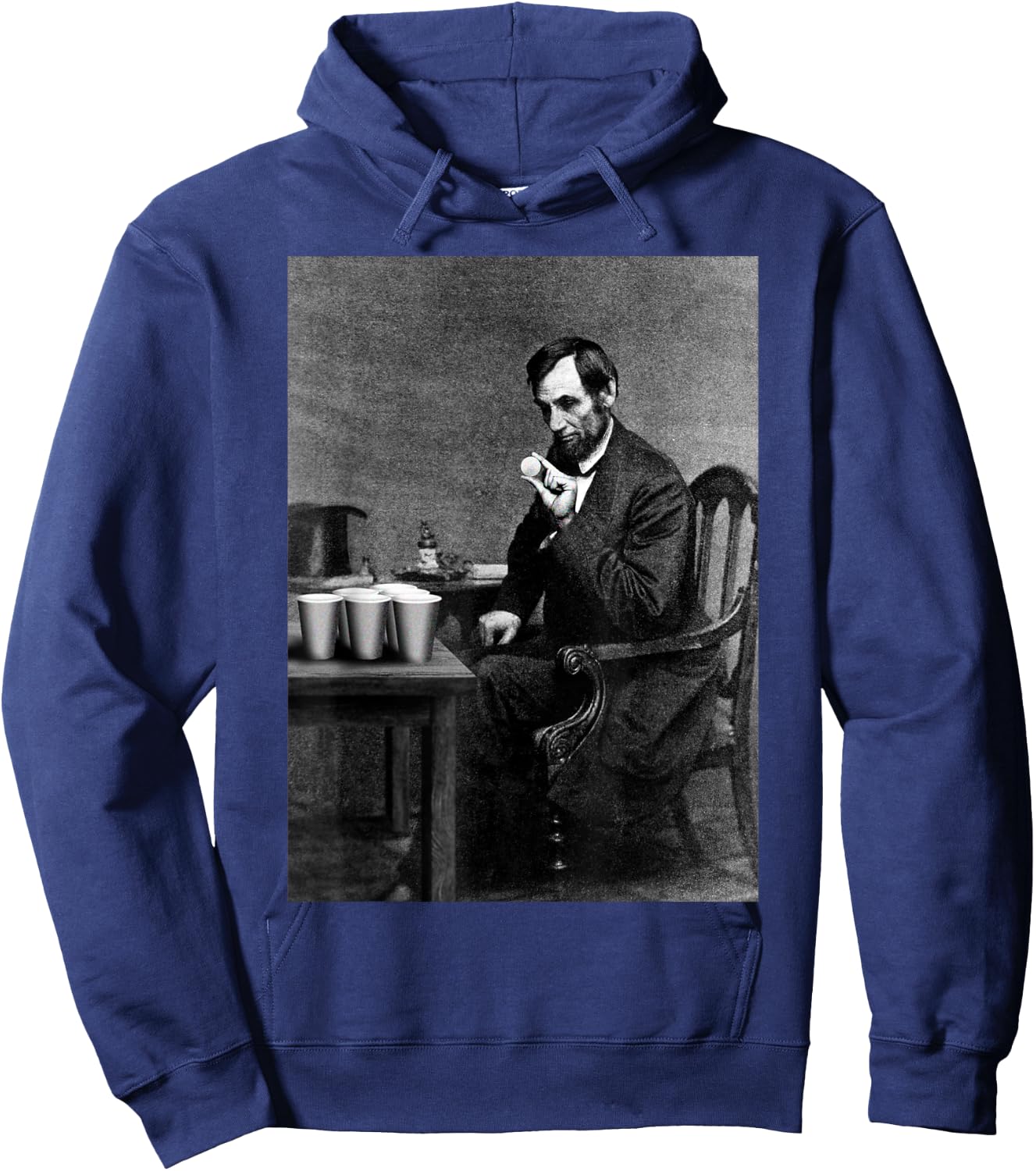 Abe Lincoln Invent's Beer Pong Old Vintage Photograph Hoodie - Hoodie | Navy