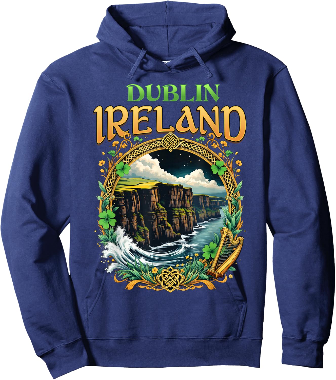 Dublin Ireland Souvenir Sea Cliffs Dublin Vacation Travel Hoodie - Hoodie | Navy