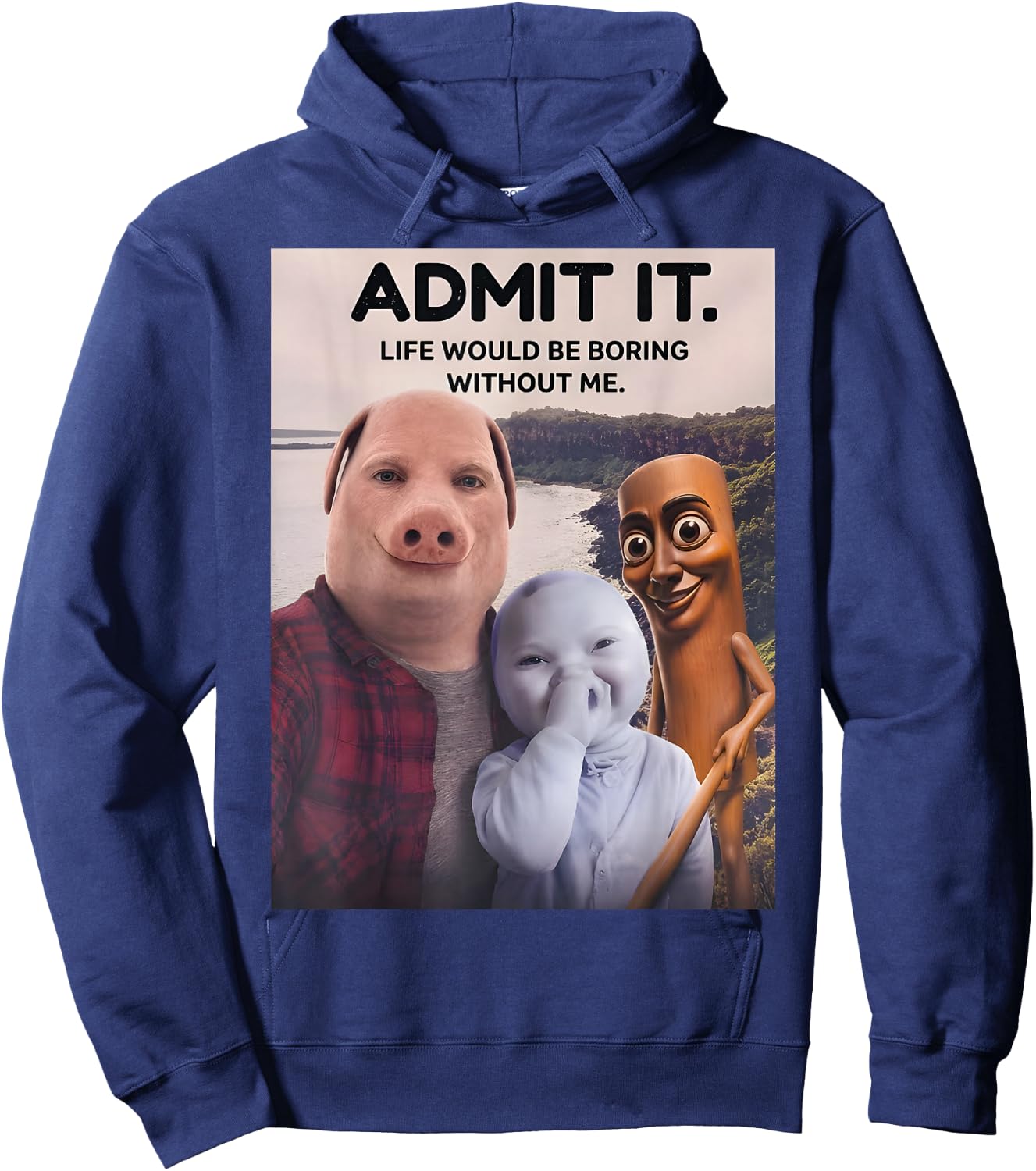 Tung Tung Tung Sahur John Pork Italian Brainrot AI Baby Meme Hoodie - Hoodie | Navy