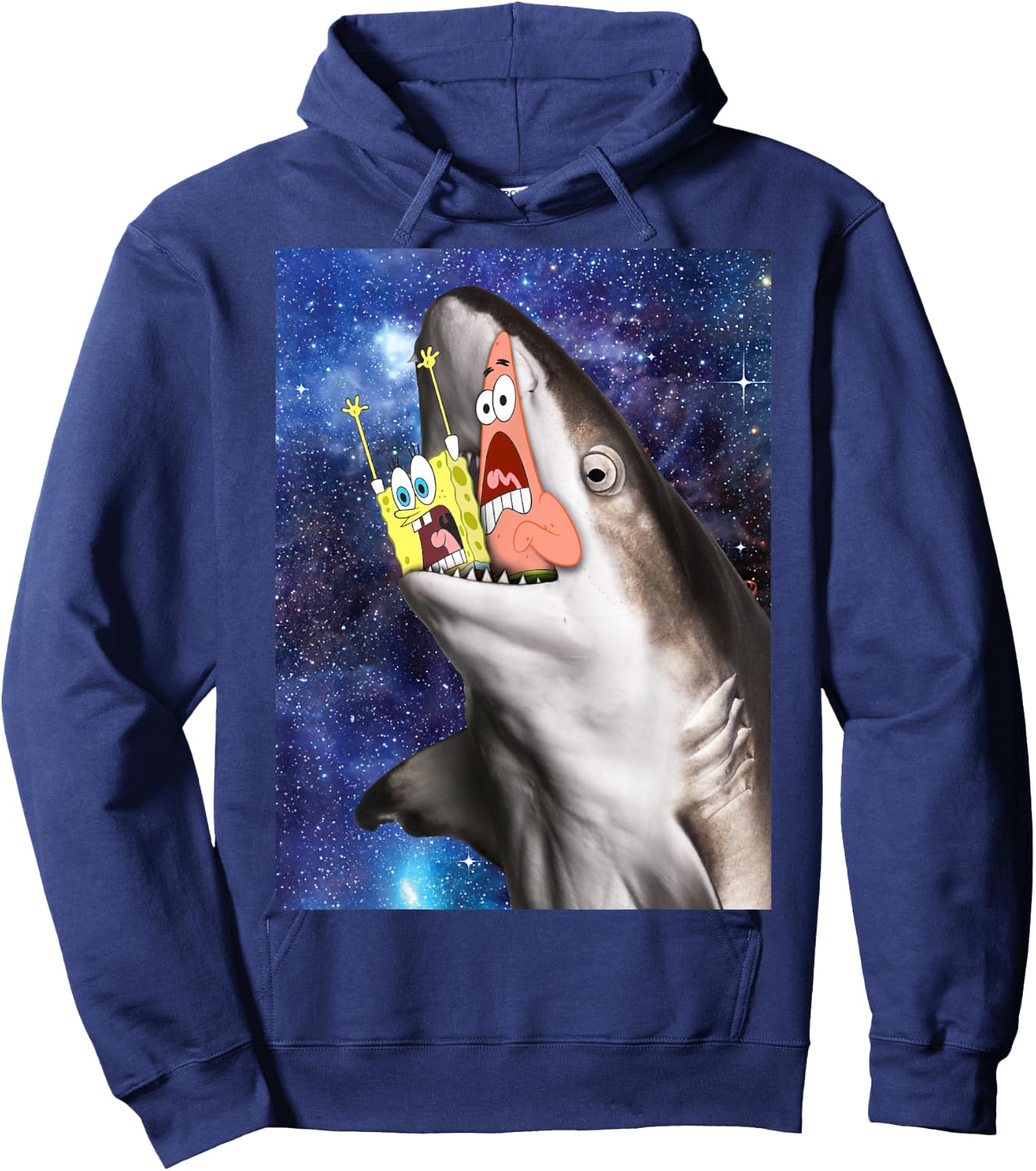 Spongebob And Patrick Shark Attack Hoodie - Hoodie | Navy