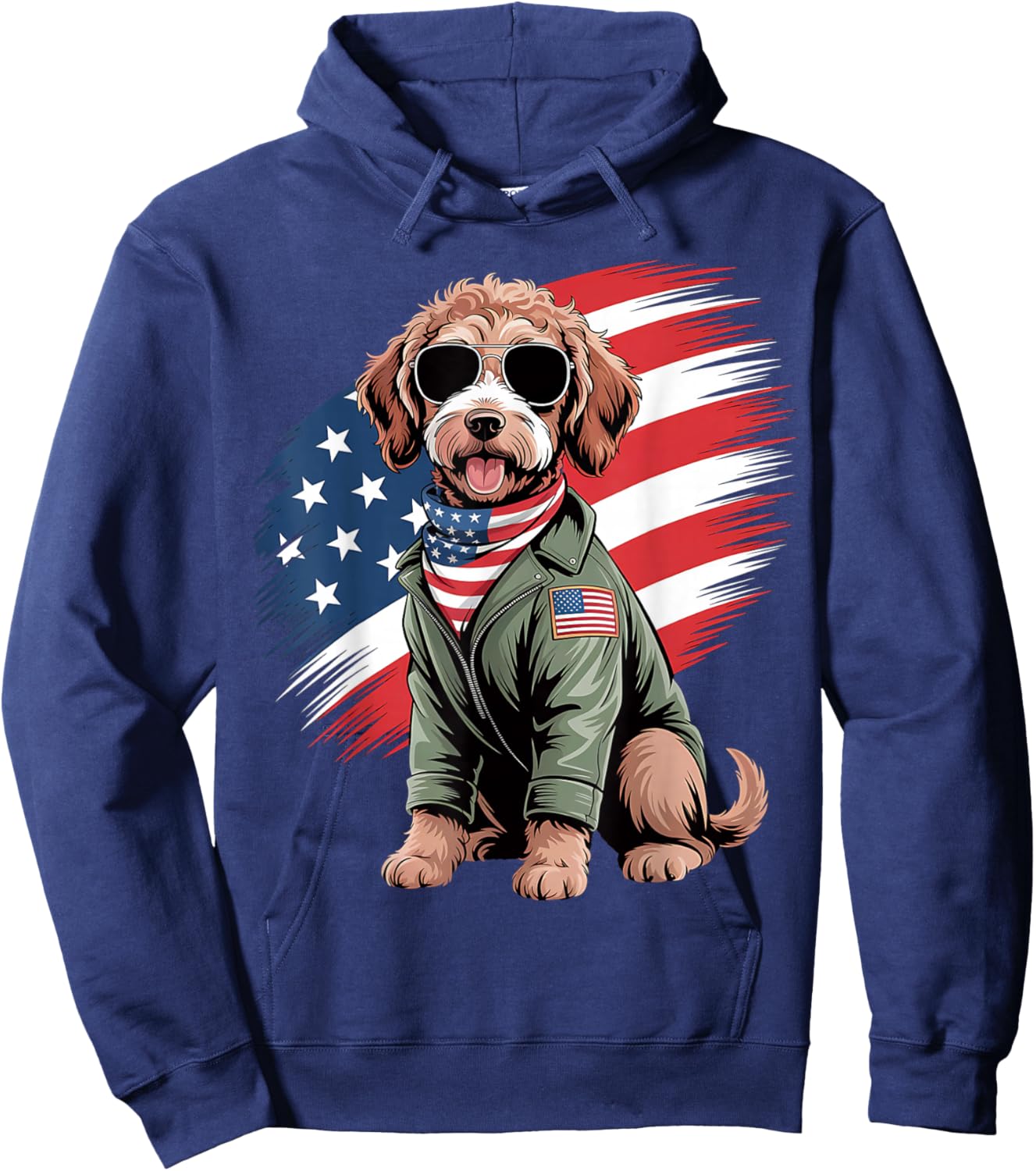 Goldendoodle 4th of july patriotic golden doodle dog Hoodie - Hoodie | Navy