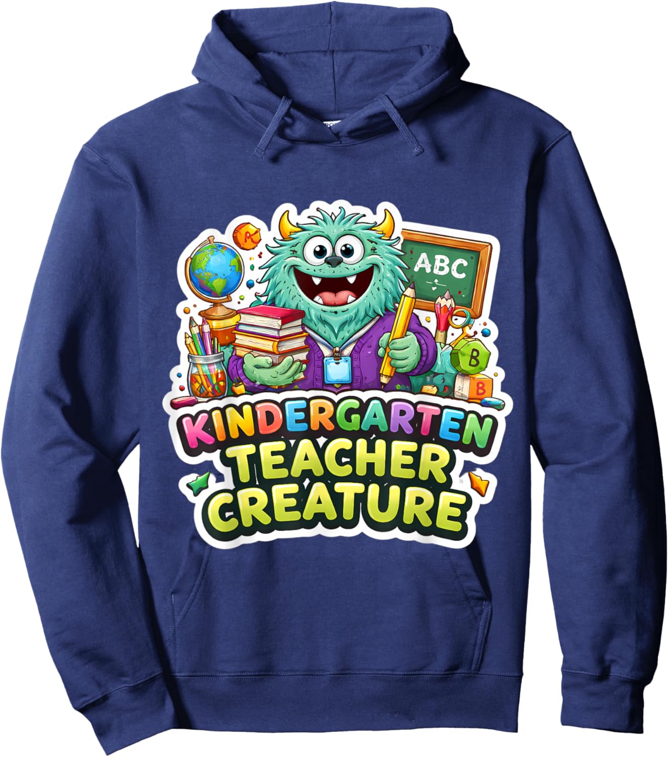 Kindergarten Teacher Creature Funny Monster Educator Cute Hoodie - Hoodie | Navy