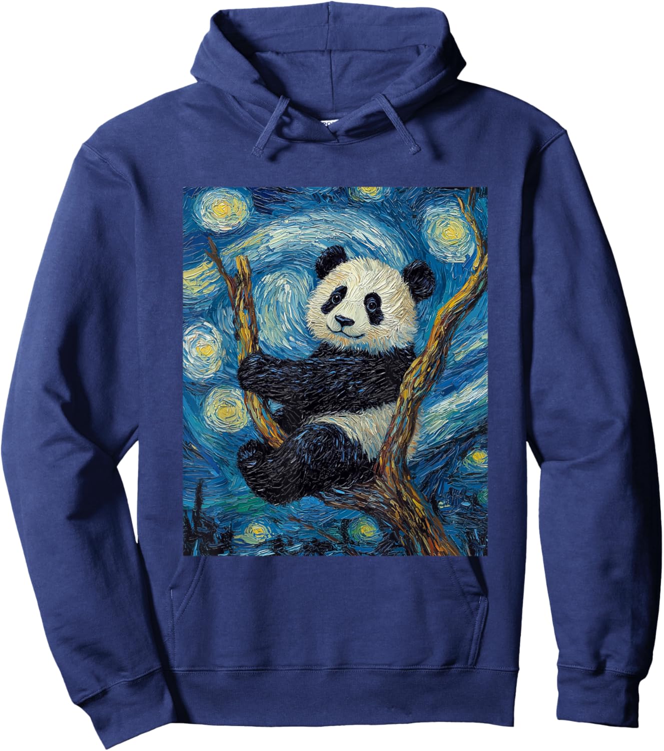 Cute Panda Bear - Van Gogh Style - Starry Night Graphic Hoodie - Hoodie | Navy