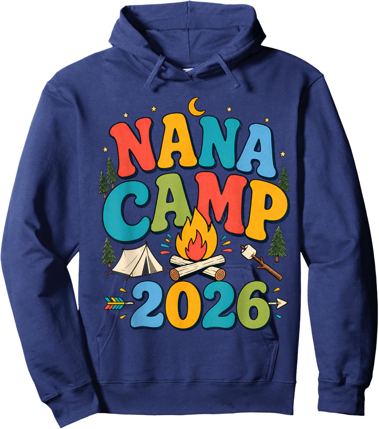 Nana Camp 2026 Retro Grandma Camping Family Vacation Hoodie - Hoodie | Navy