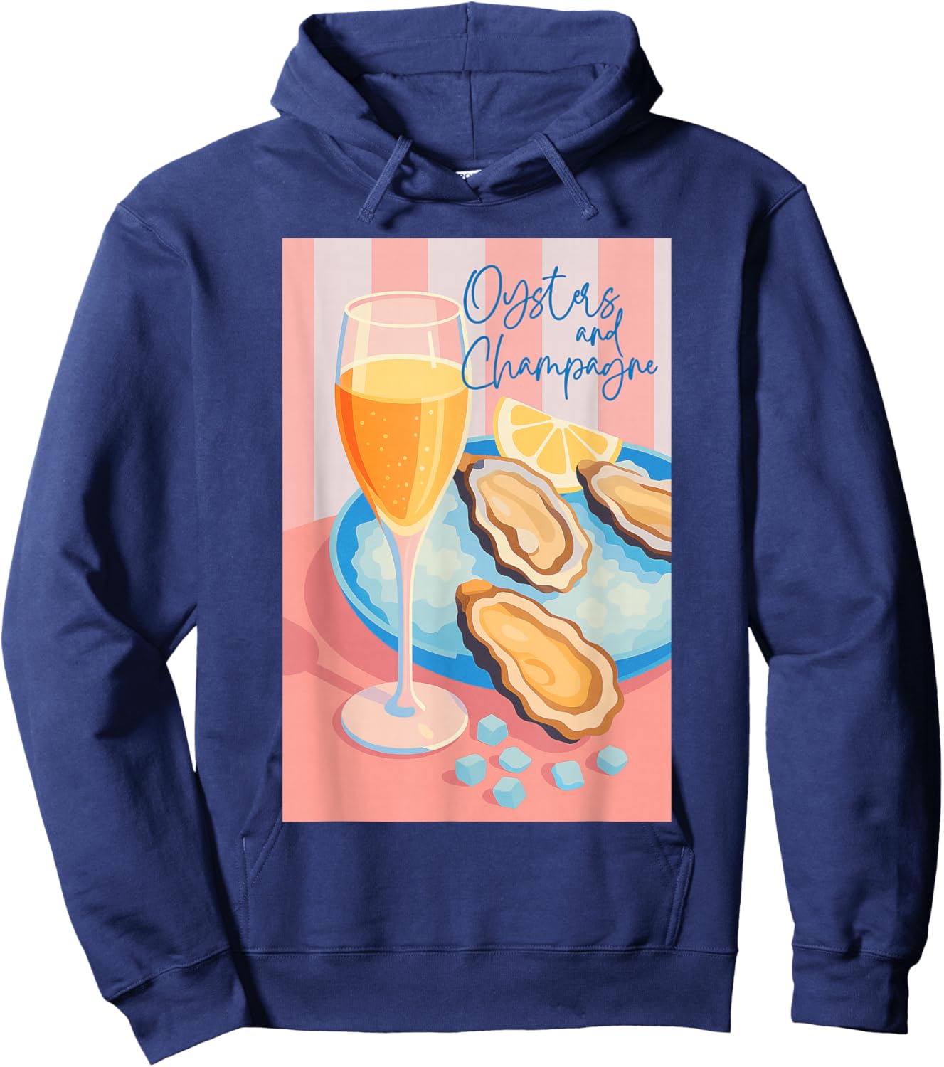 Retro Oysters and Champagne Party Shirt for Seafood Lovers Hoodie - Hoodie | Navy
