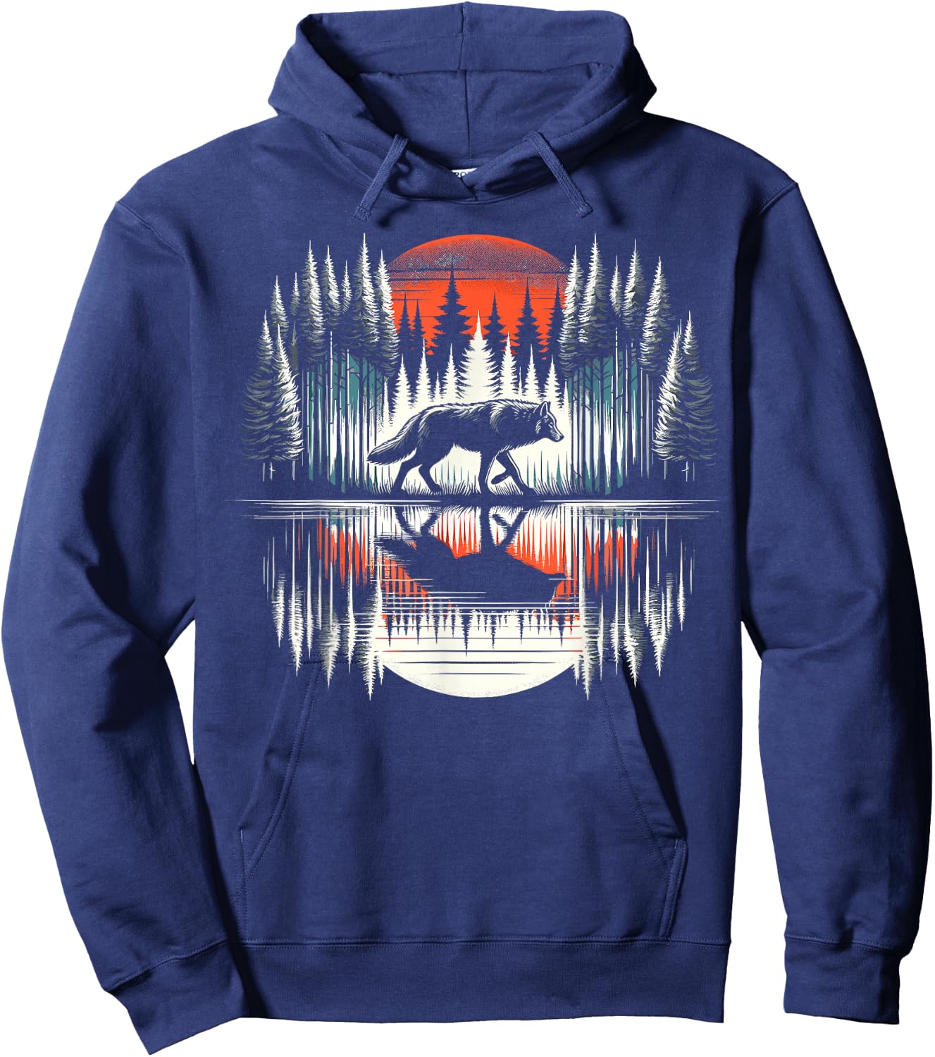 Wolf Forest Nature Wildlife Hoodie - Hoodie | Navy